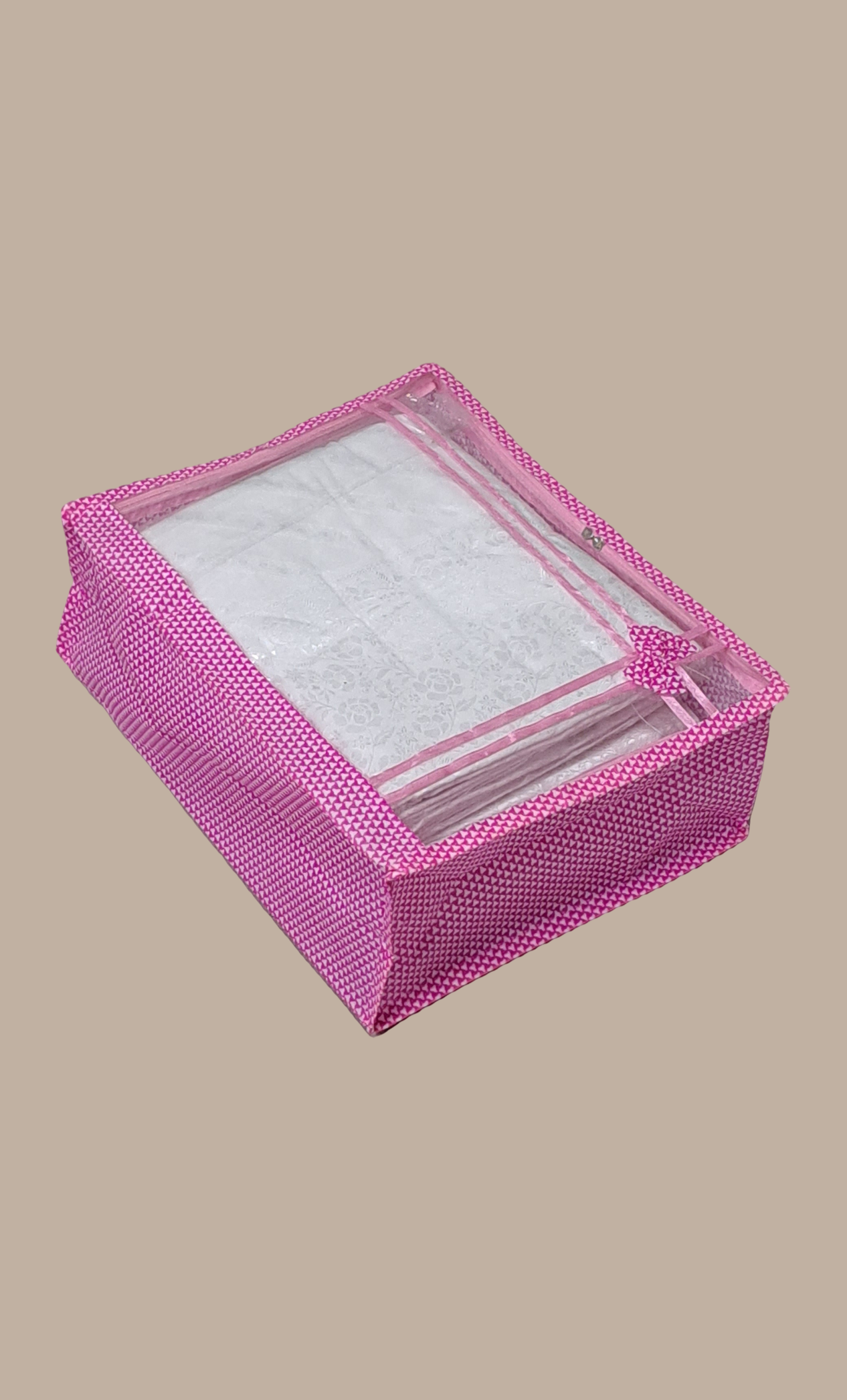 Pink Check Sari Cover