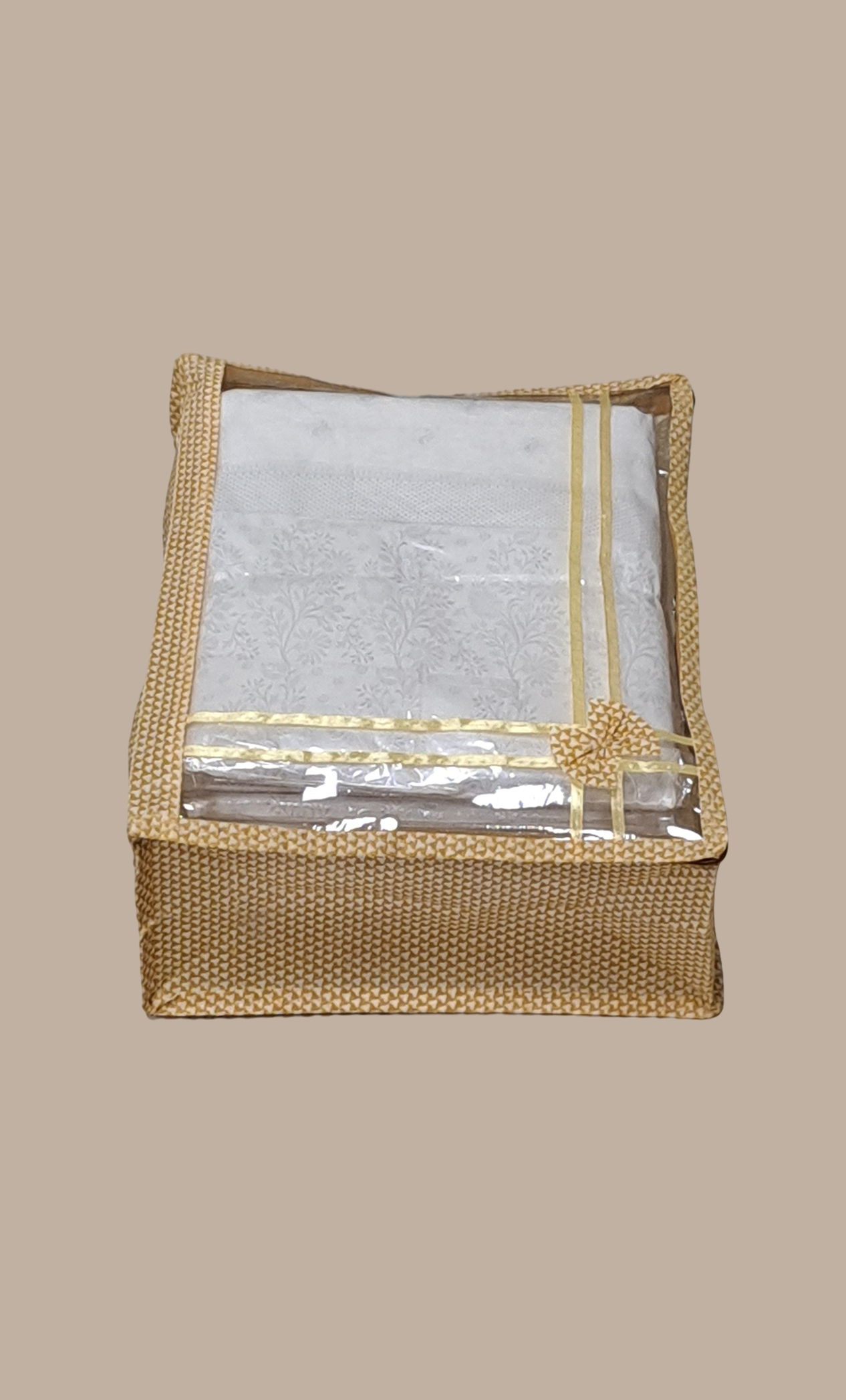 Beige Check Sari Cover