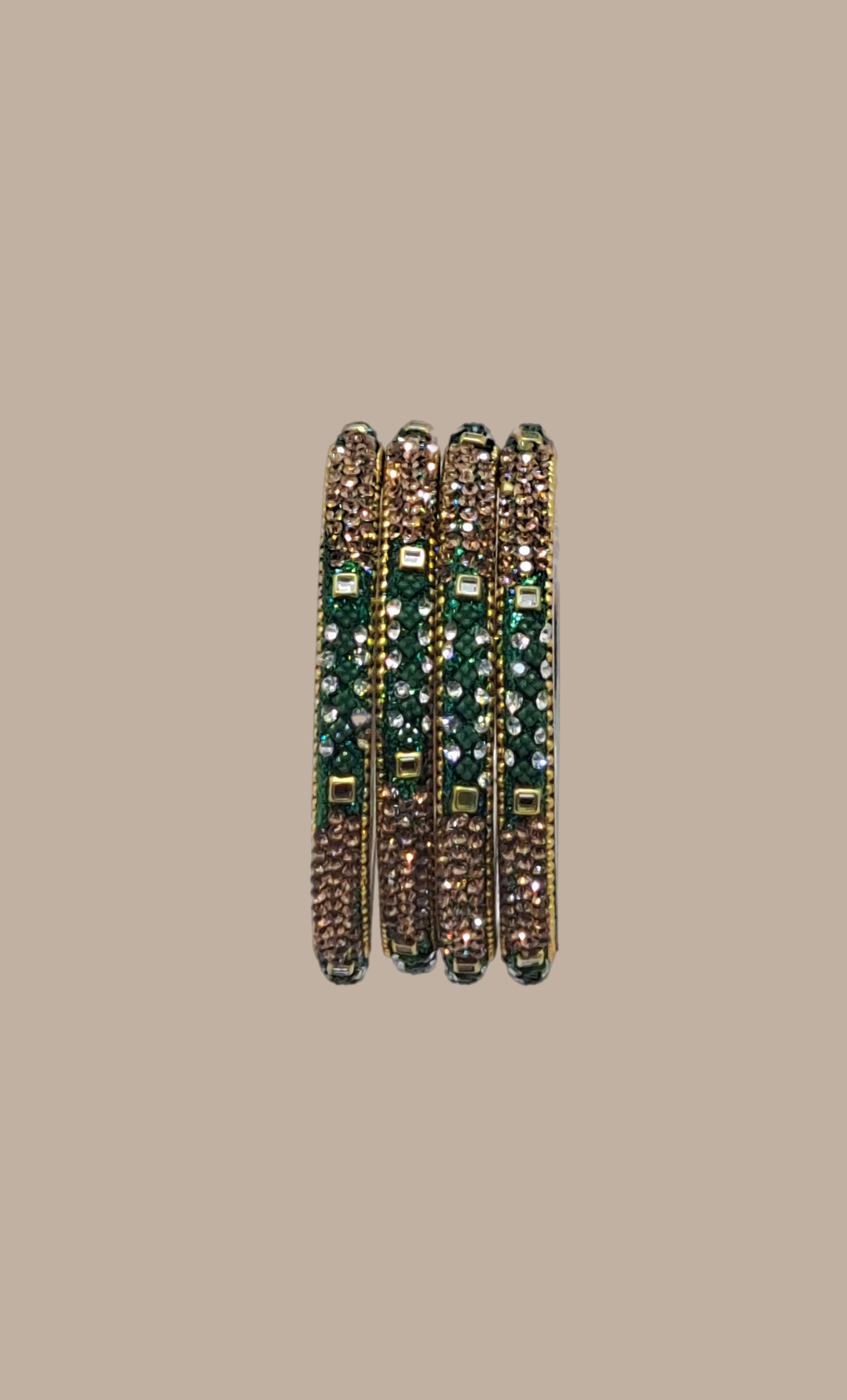 Deep Green Stonework Bangles