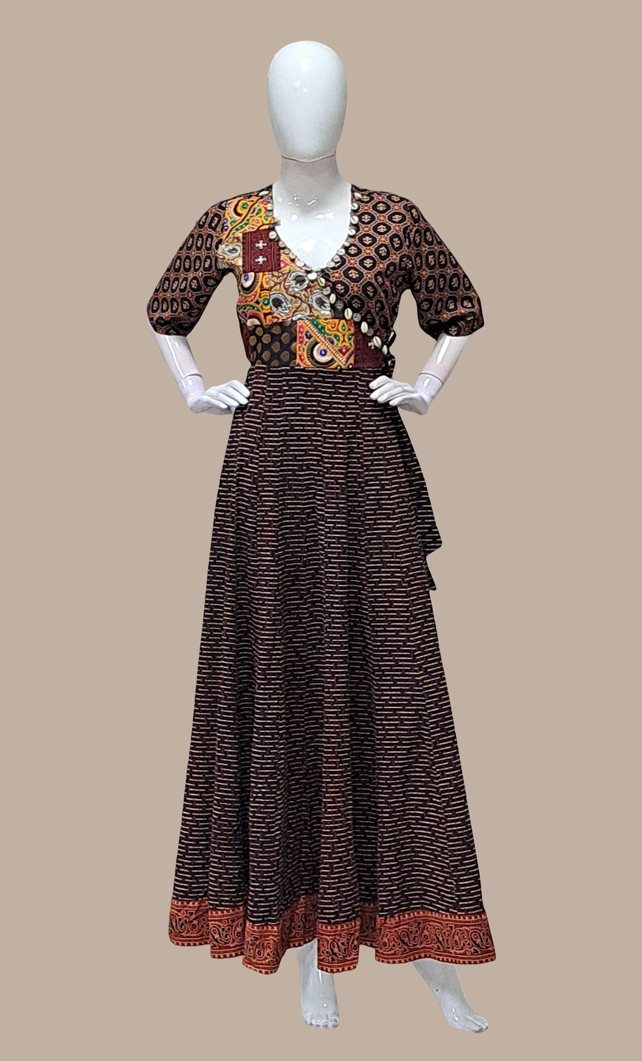 Dark Chocolate Printed Kurti Dress