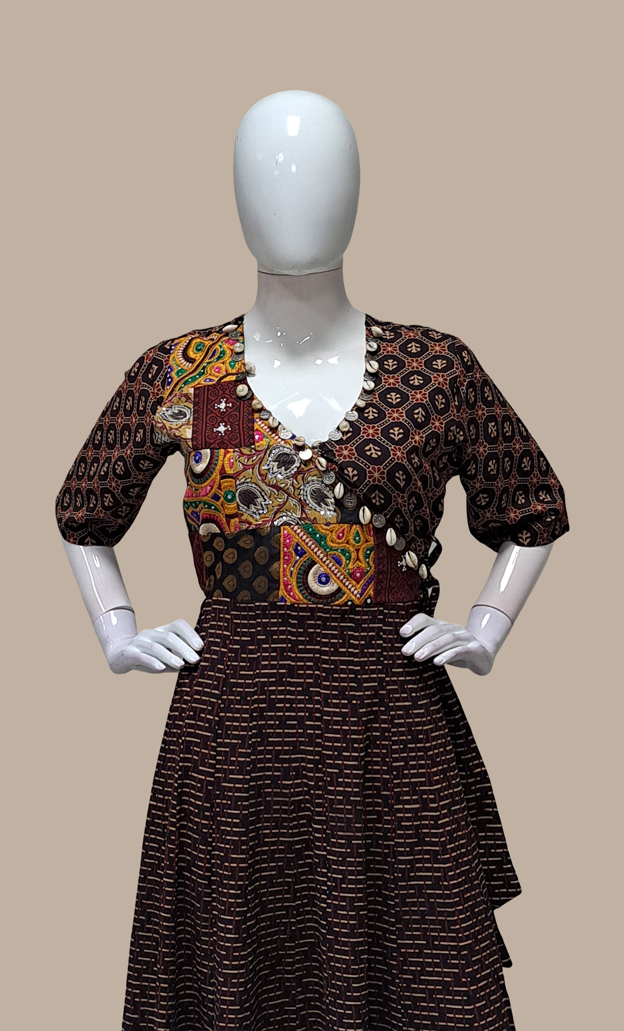 Dark Chocolate Printed Kurti Dress