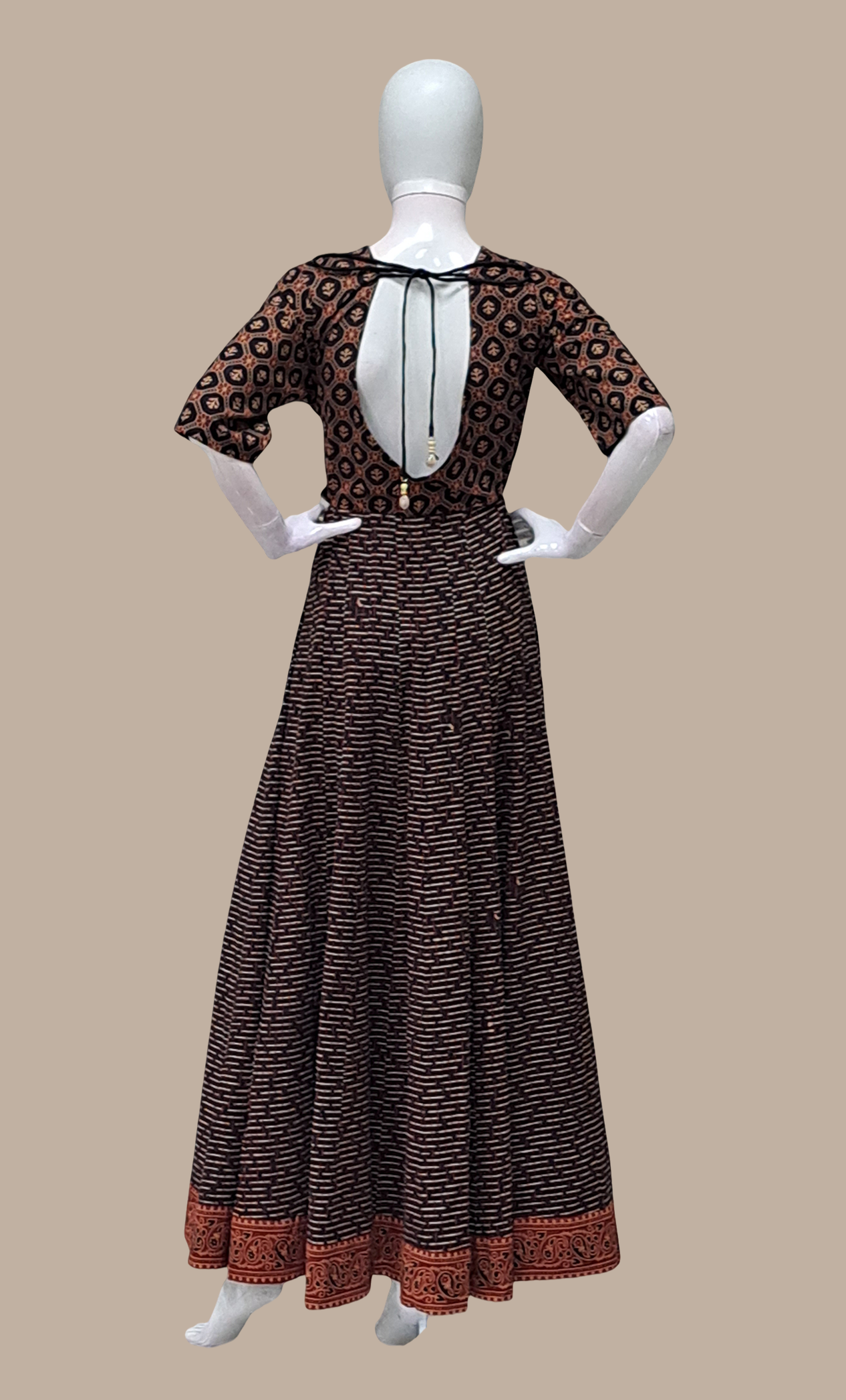 Dark Chocolate Printed Kurti Dress