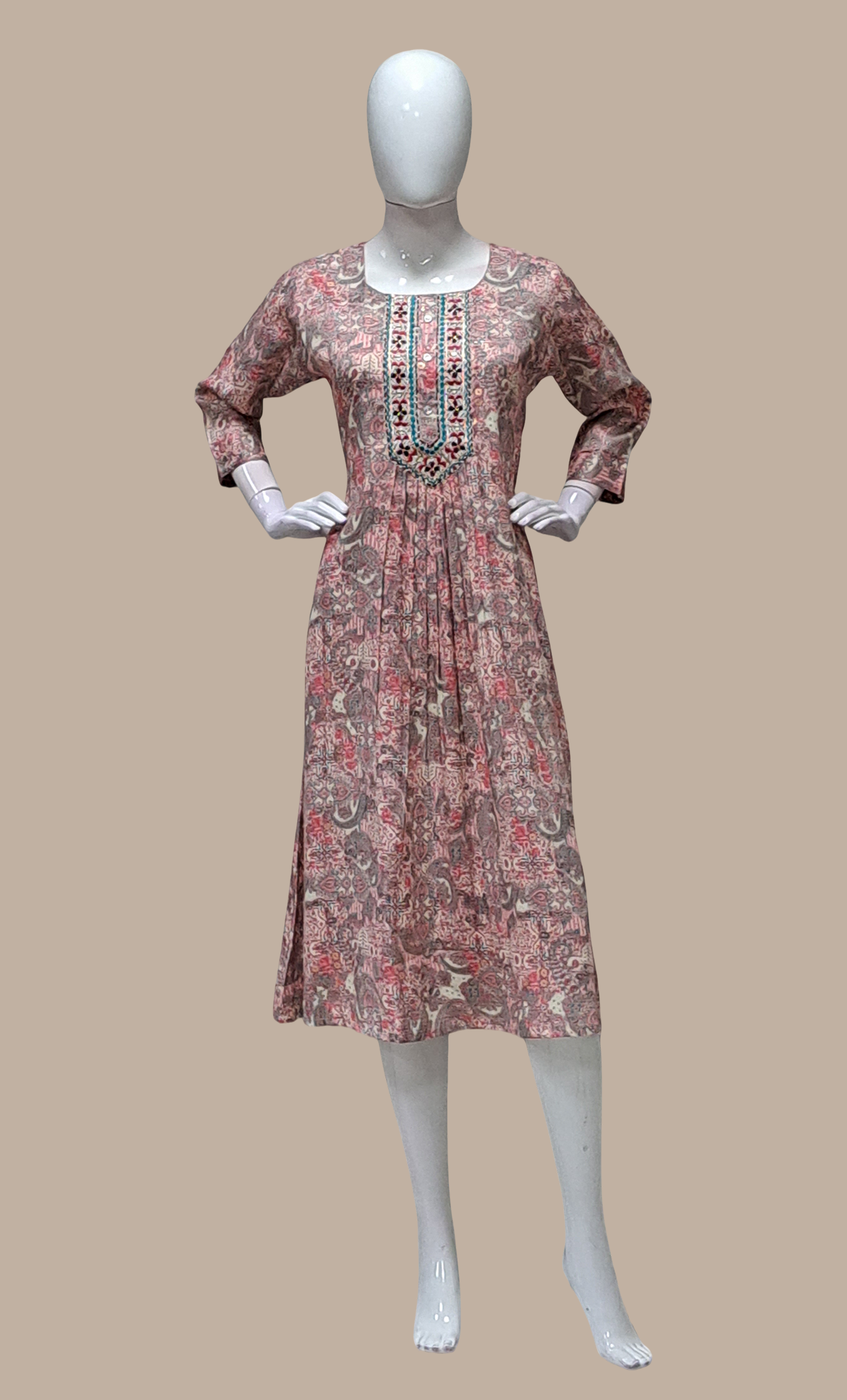 Candy Pink Printed Kurti Dress