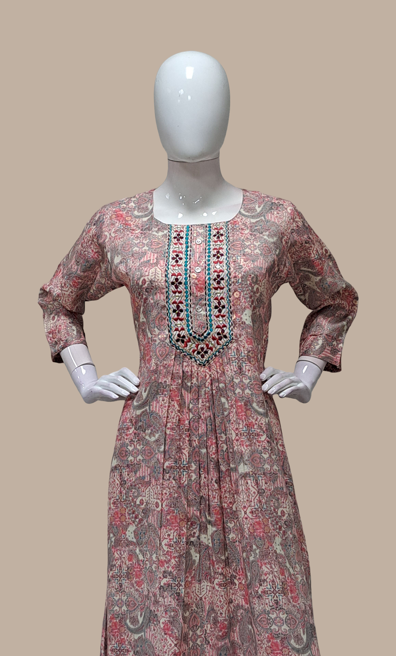 Candy Pink Printed Kurti Dress