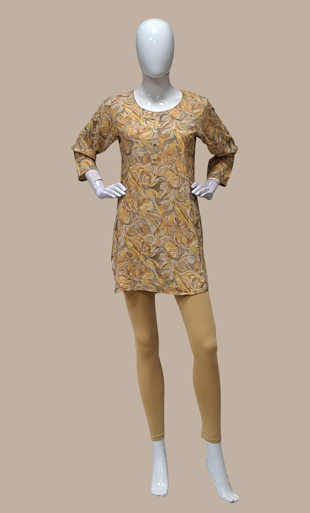 Mustard Printed Kurti Top