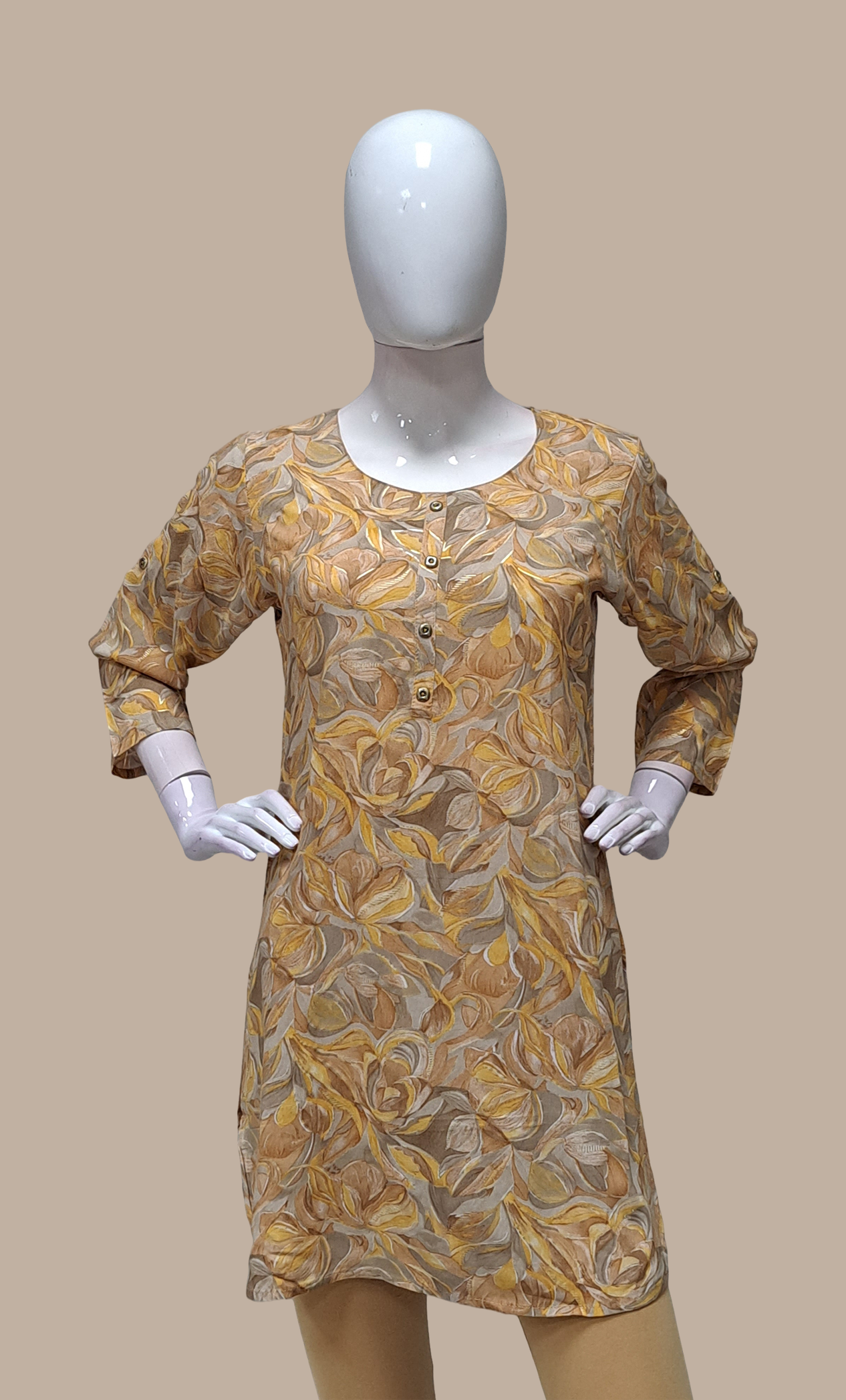 Mustard Printed Kurti Top