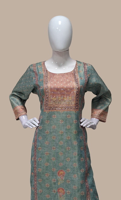 Pale Green Embroidered Kurti Top