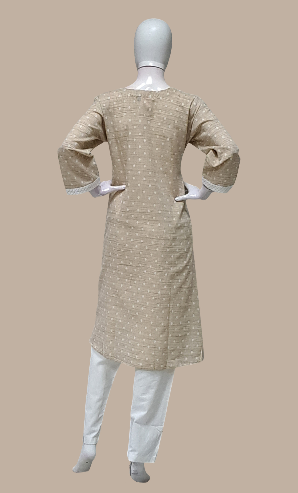 Biscuit Embroidered Kurti Top & Pants