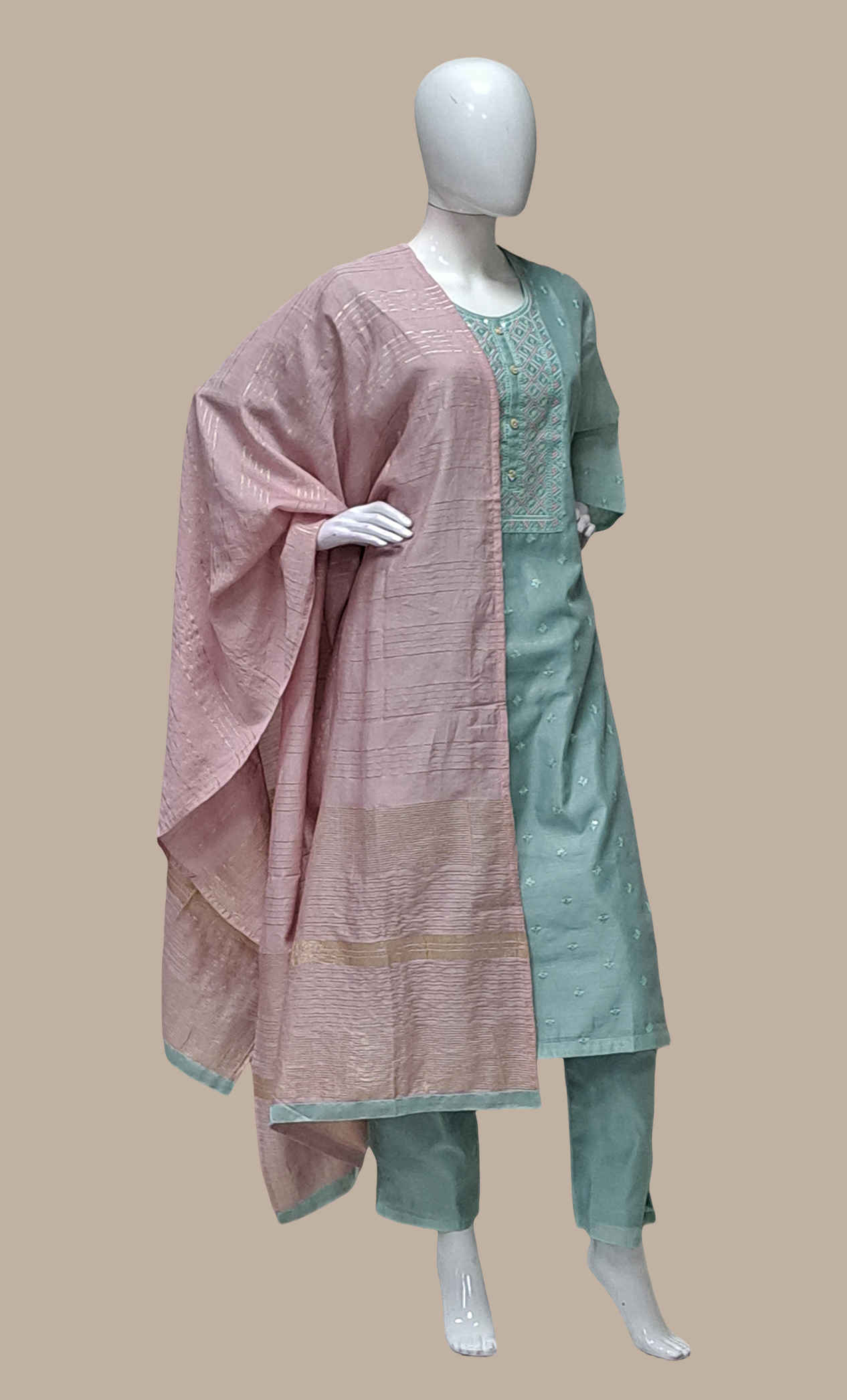 Sea Green Embroidered Punjabi