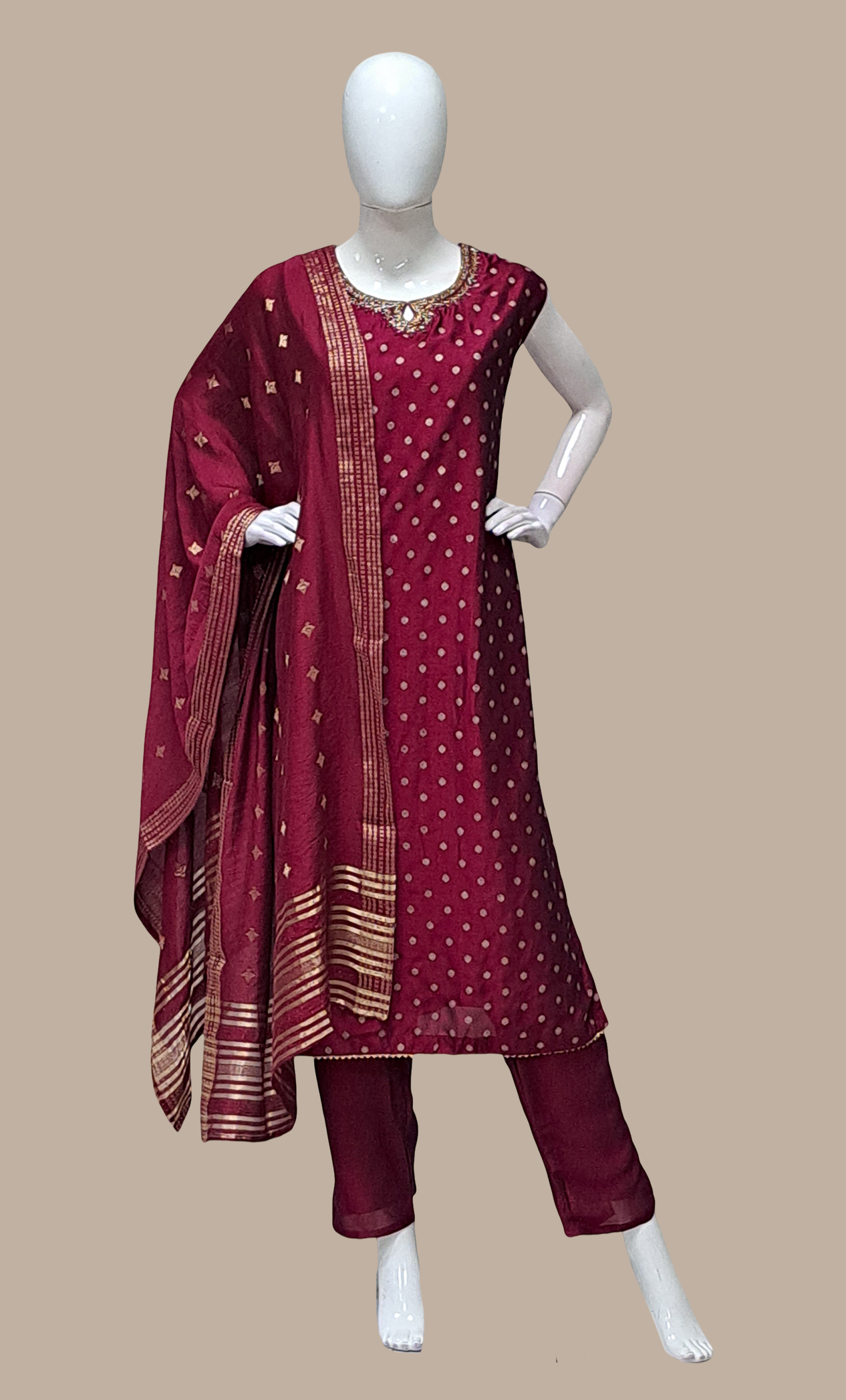 Deep Magenta Embroidered Punjabi