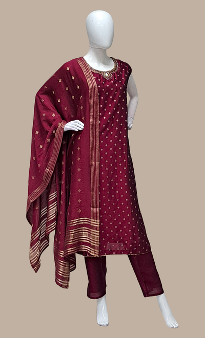 Deep Magenta Embroidered Punjabi