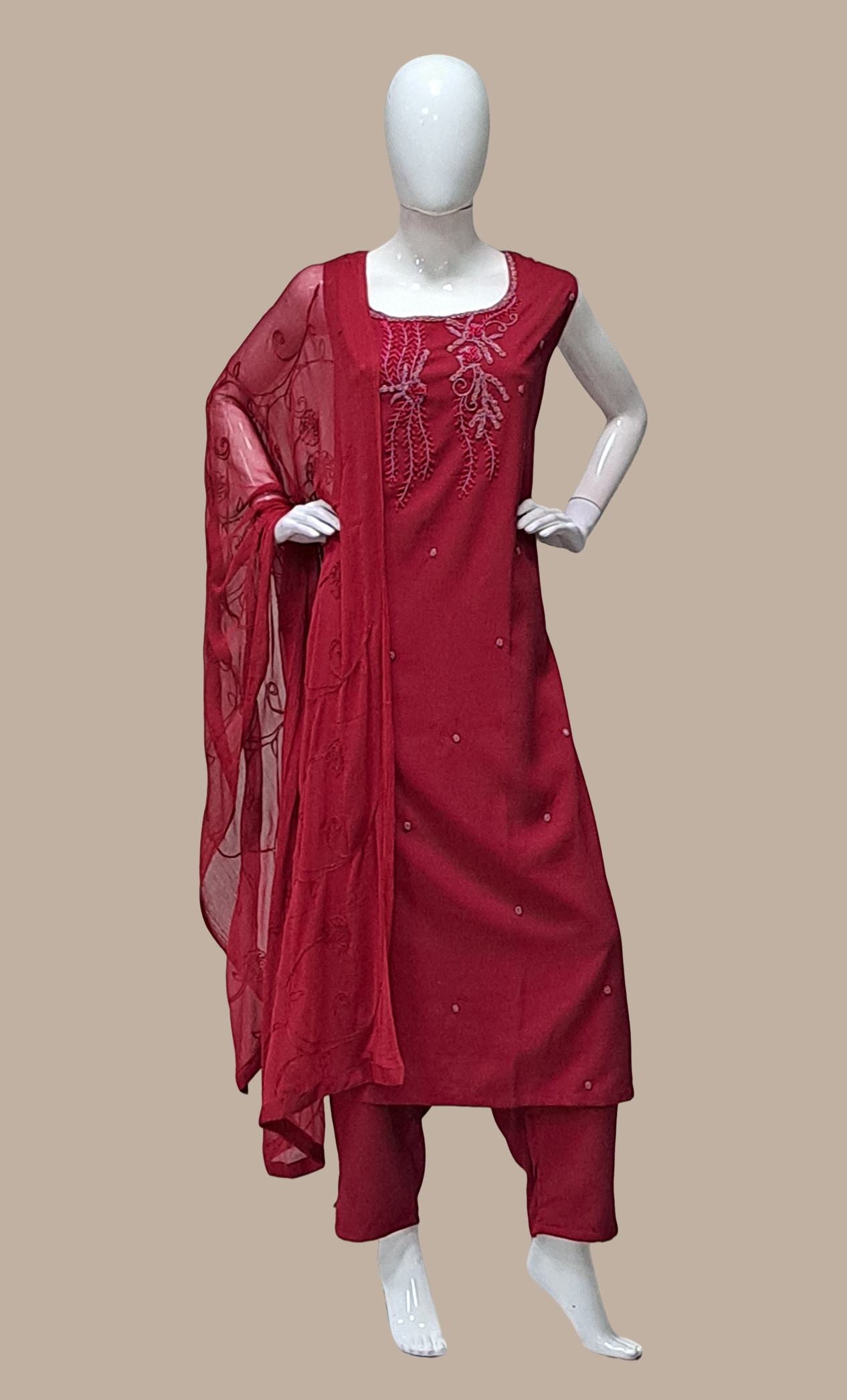 Deep Maroon Embroidered Punjabi