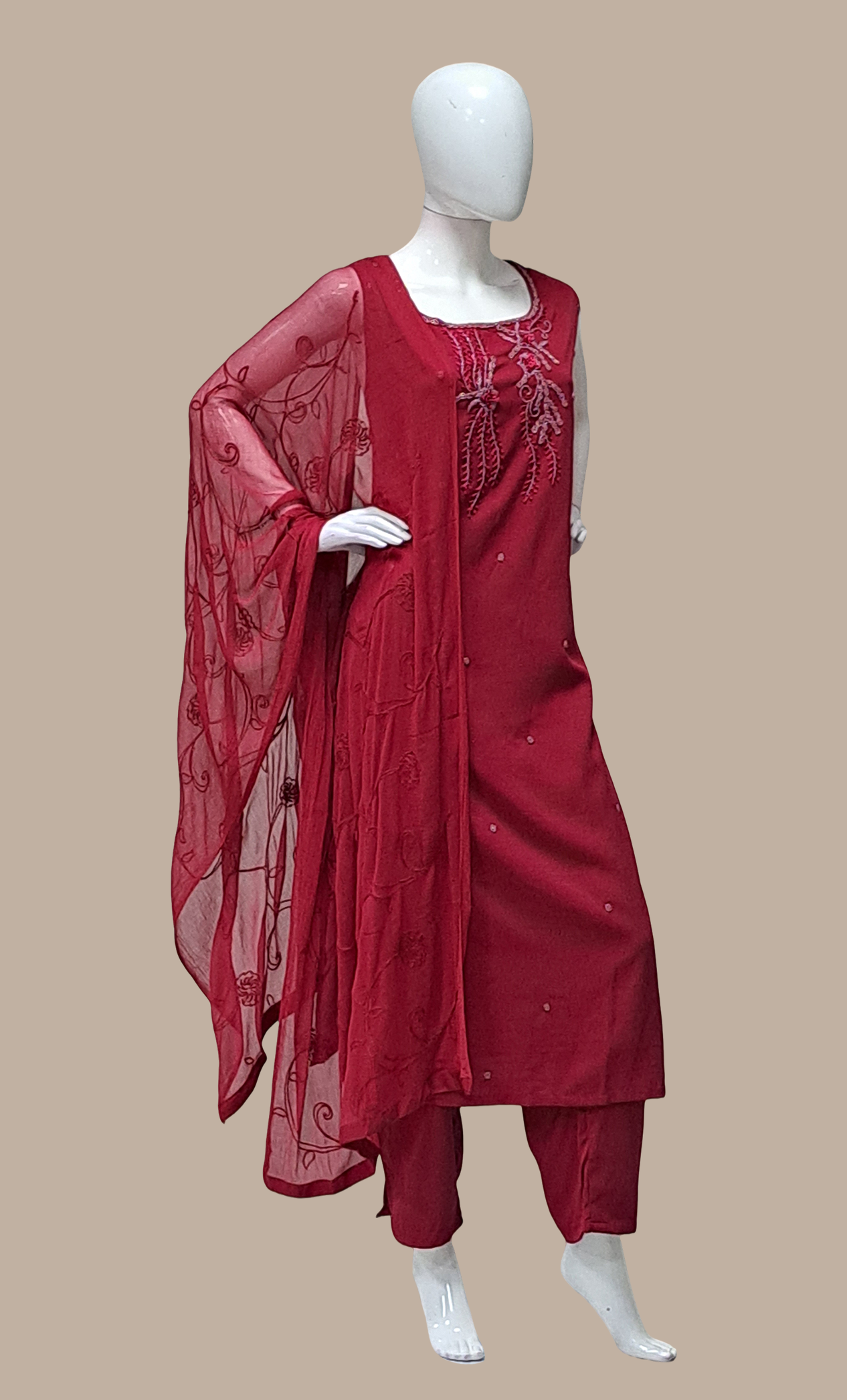 Deep Maroon Embroidered Punjabi