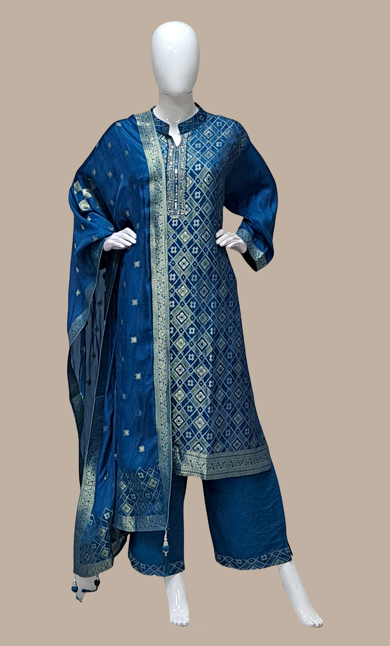 Teal Embroidered Punjabi