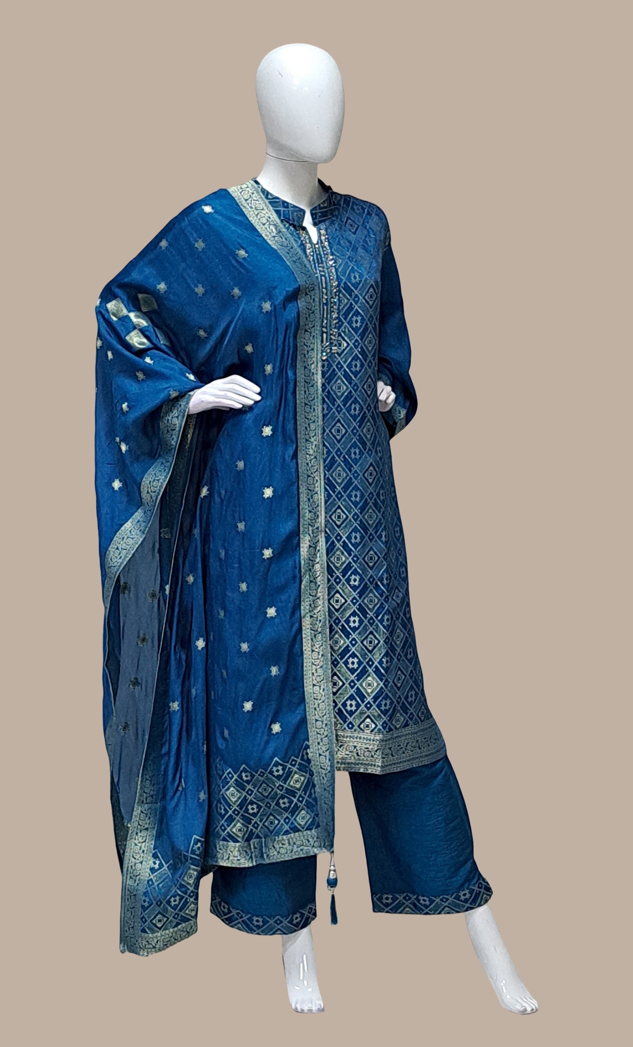 Teal Embroidered Punjabi