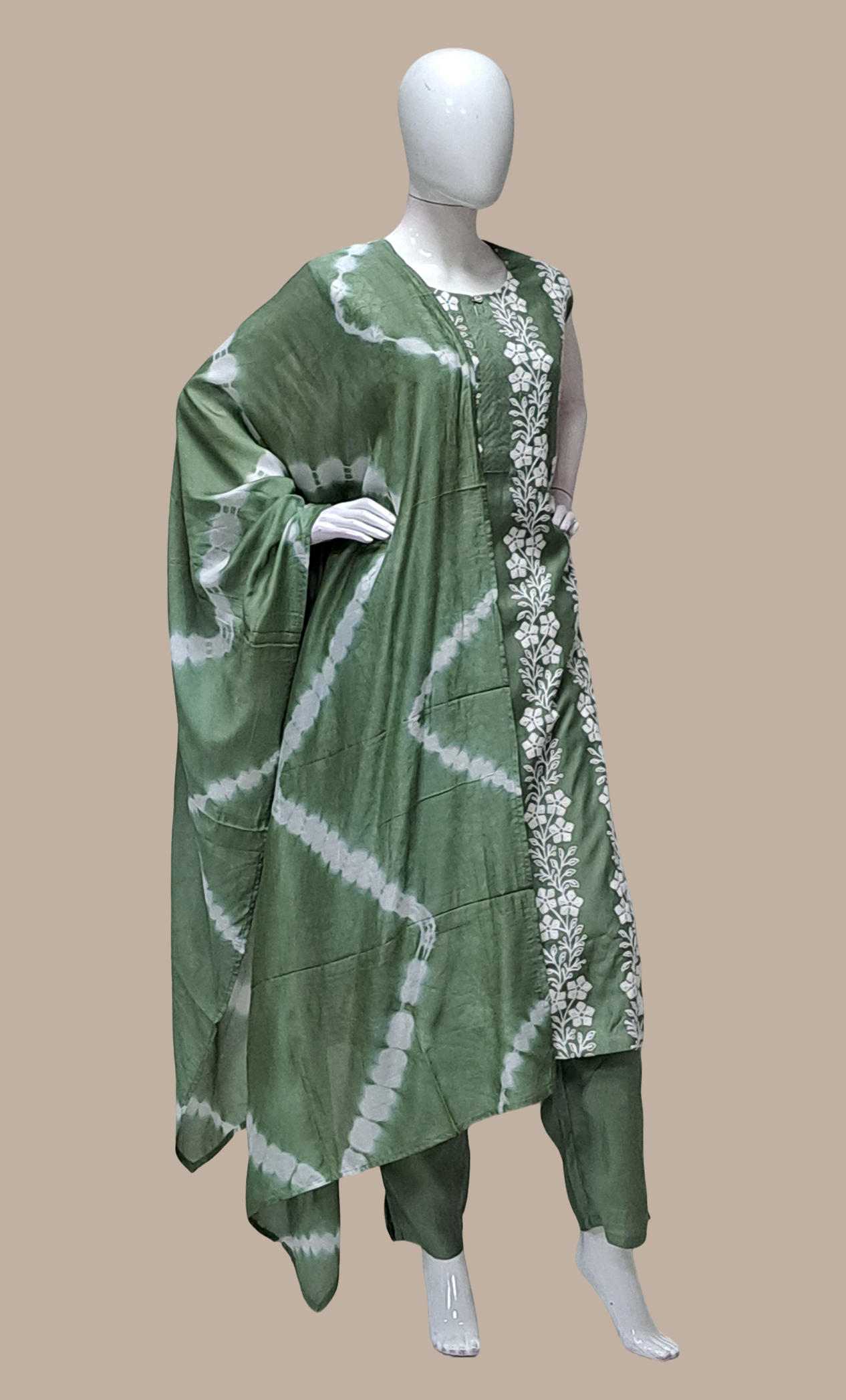 Olive Embroidered Punjabi