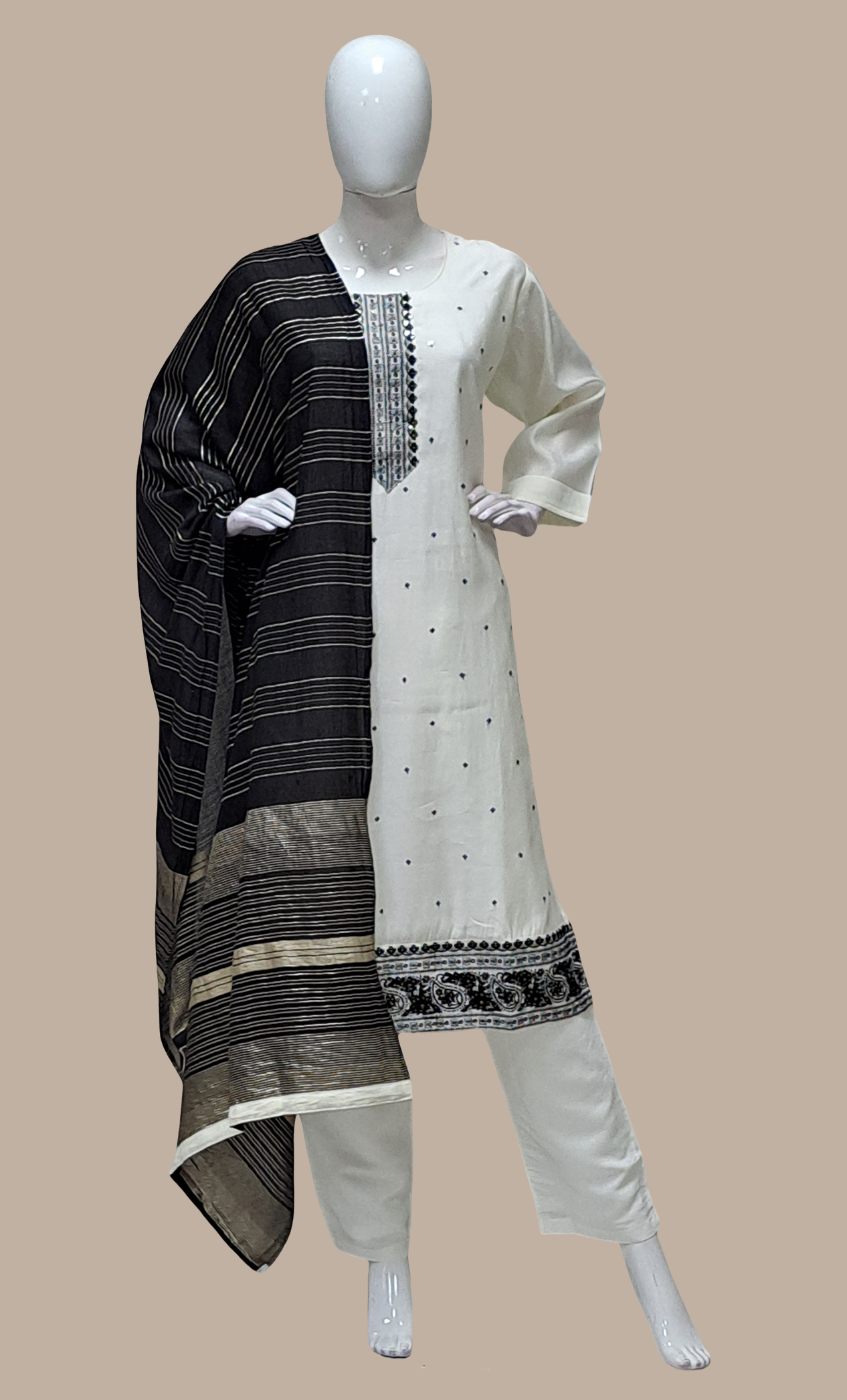 Light Cream Embroidered Punjabi