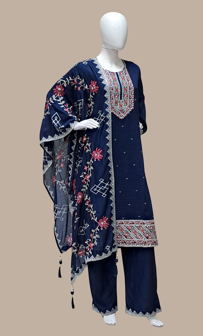 Midnight Blue Embroidered Punjabi