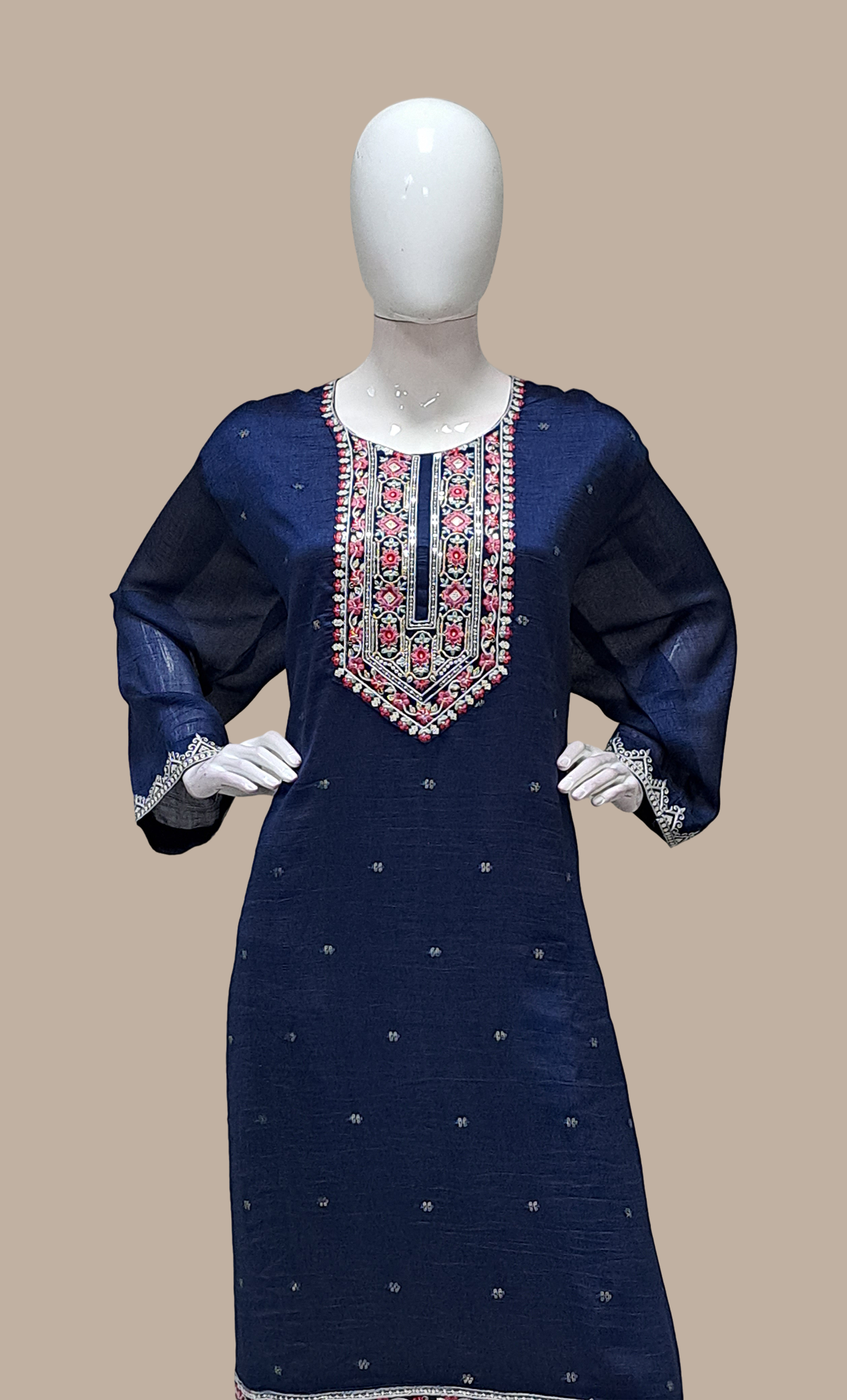 Midnight Blue Embroidered Punjabi