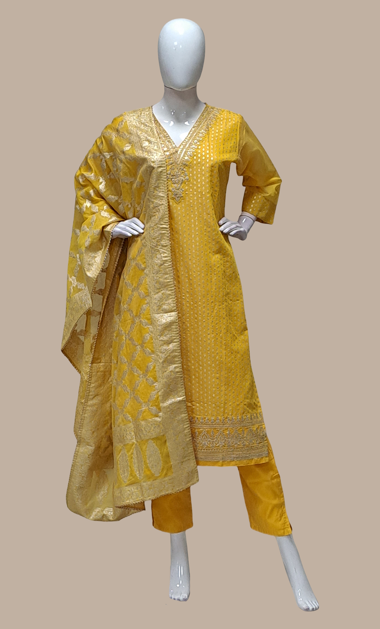 Mustard Embroidered Punjabi