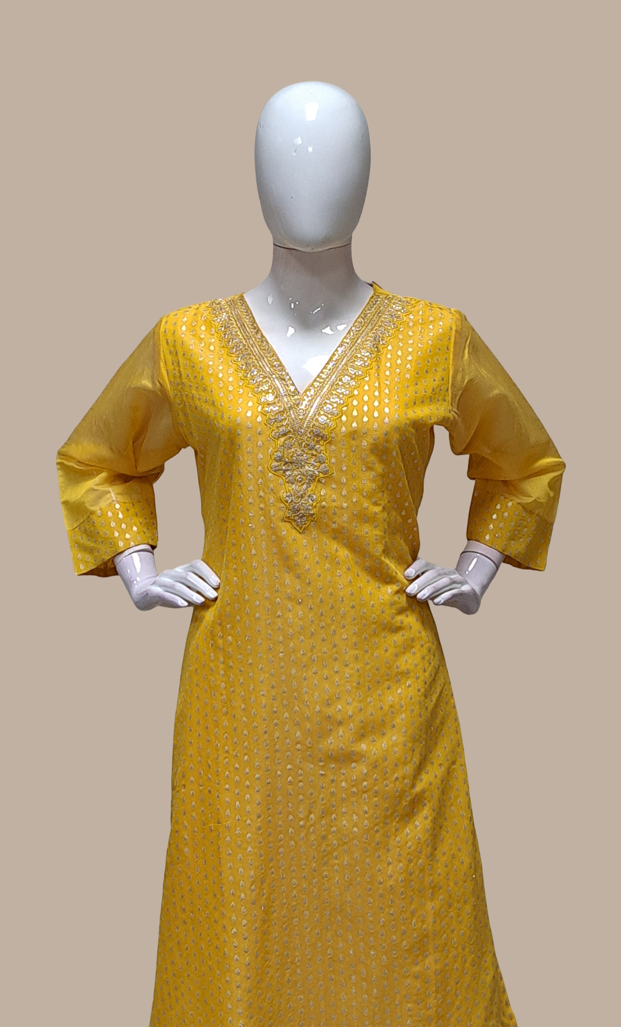 Mustard Embroidered Punjabi