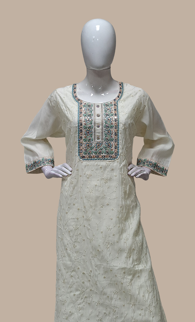 Cream Embroidered Punjabi