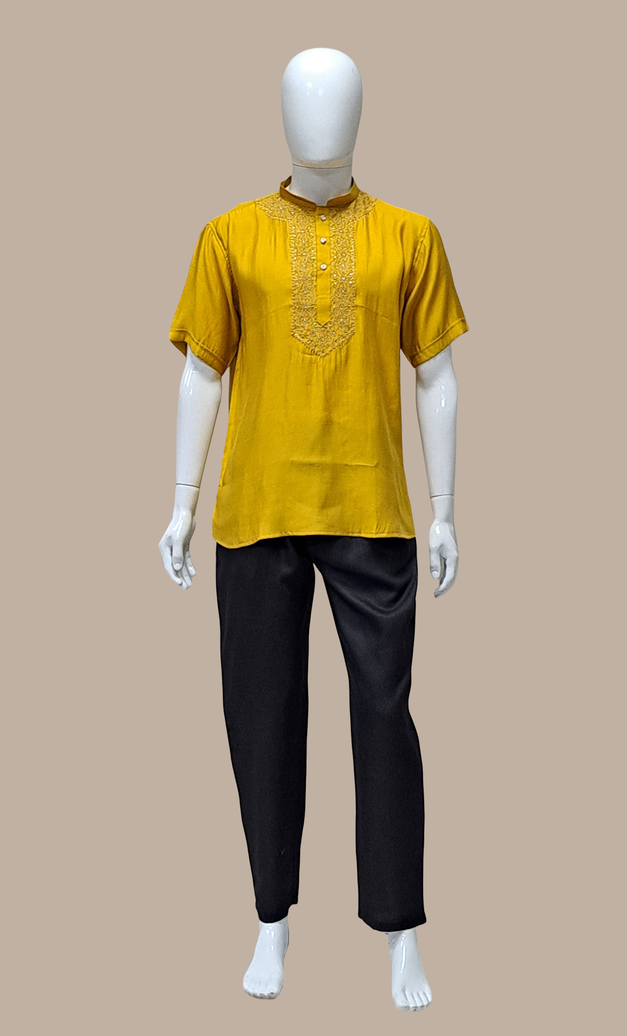 Mustard Embroidered Kurta Top