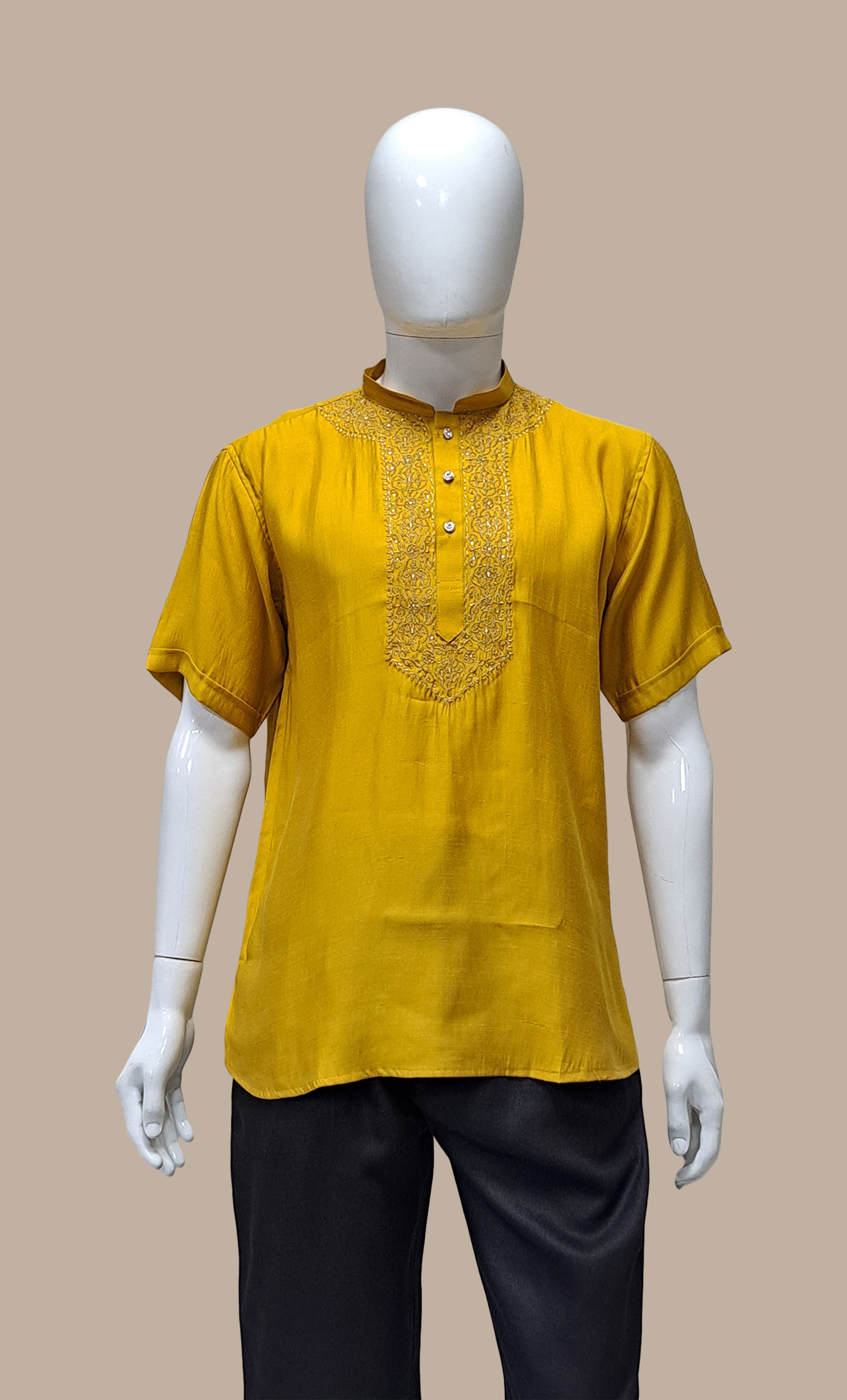 Mustard Embroidered Kurta Top