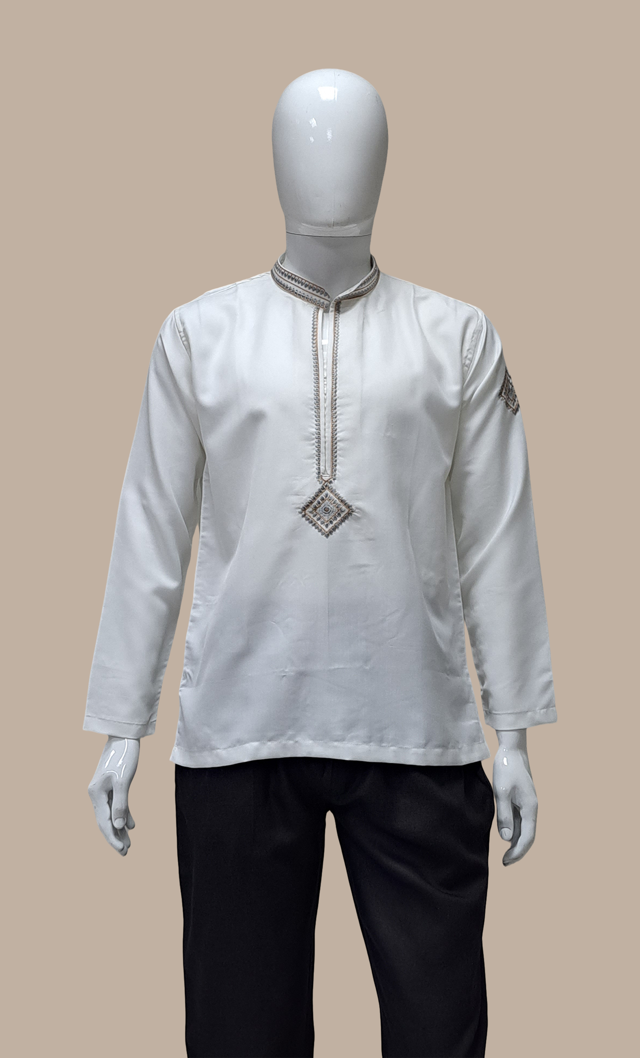 White Embroidered Kurta Top