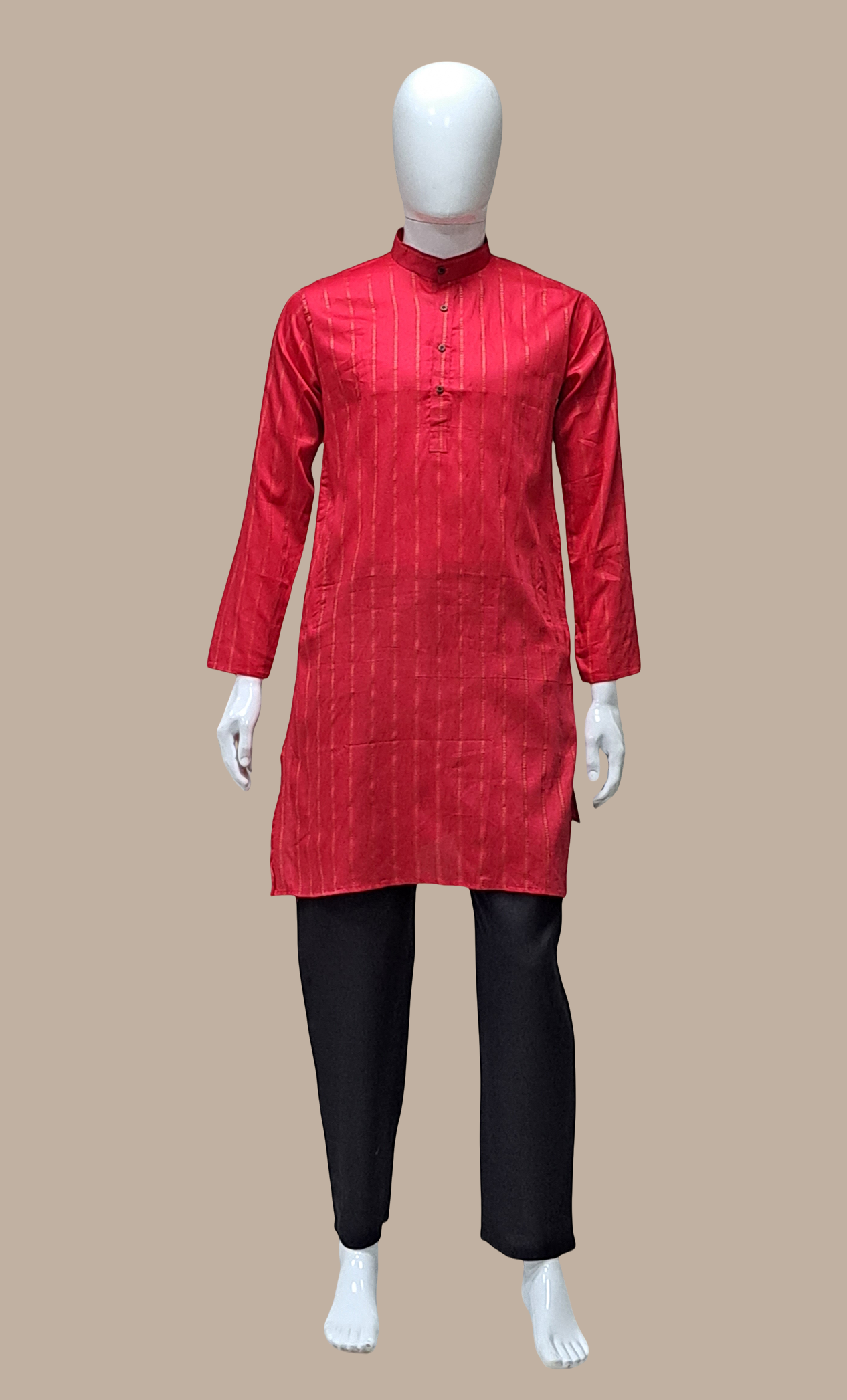 Deep Red Embroidered Kurta Top