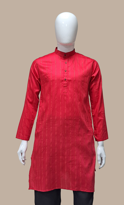 Deep Red Embroidered Kurta Top