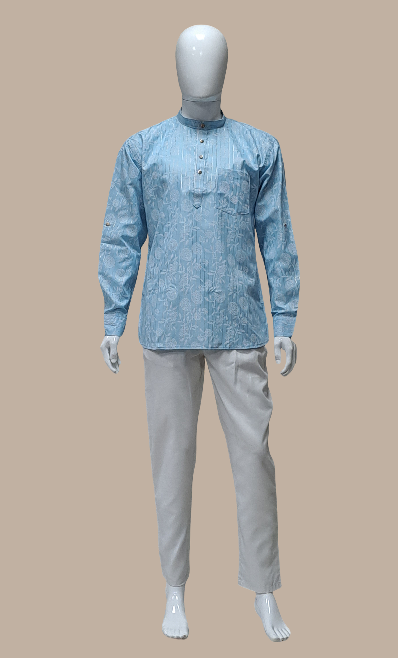 Sky Blue Printed Kurta Top