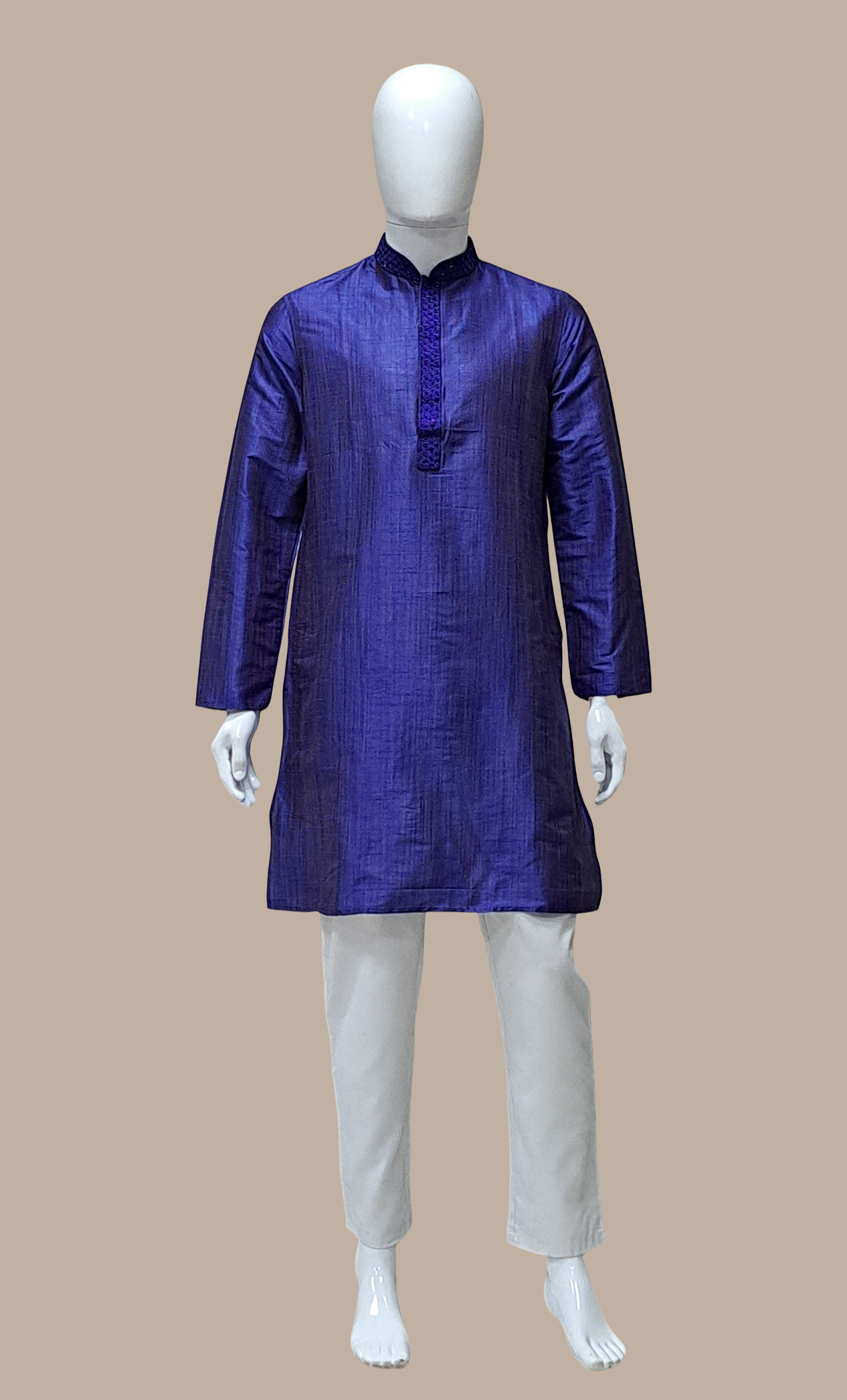 Deep Blue Embroidered Kurta Top