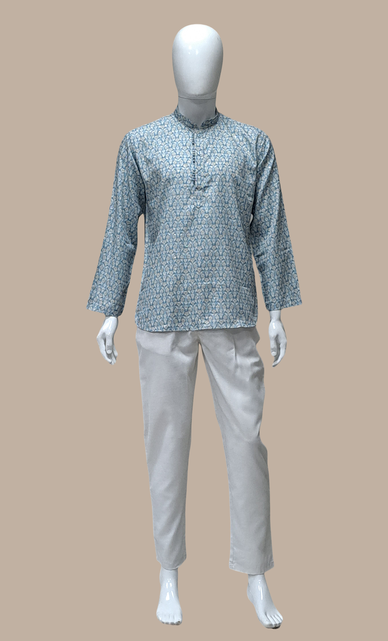 Grey Printed Kurta Top