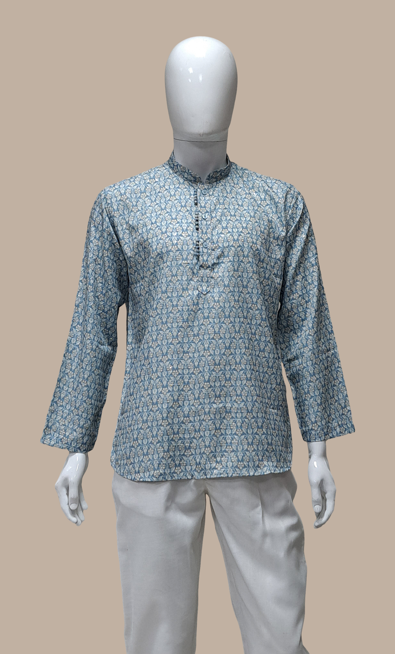 Grey Printed Kurta Top