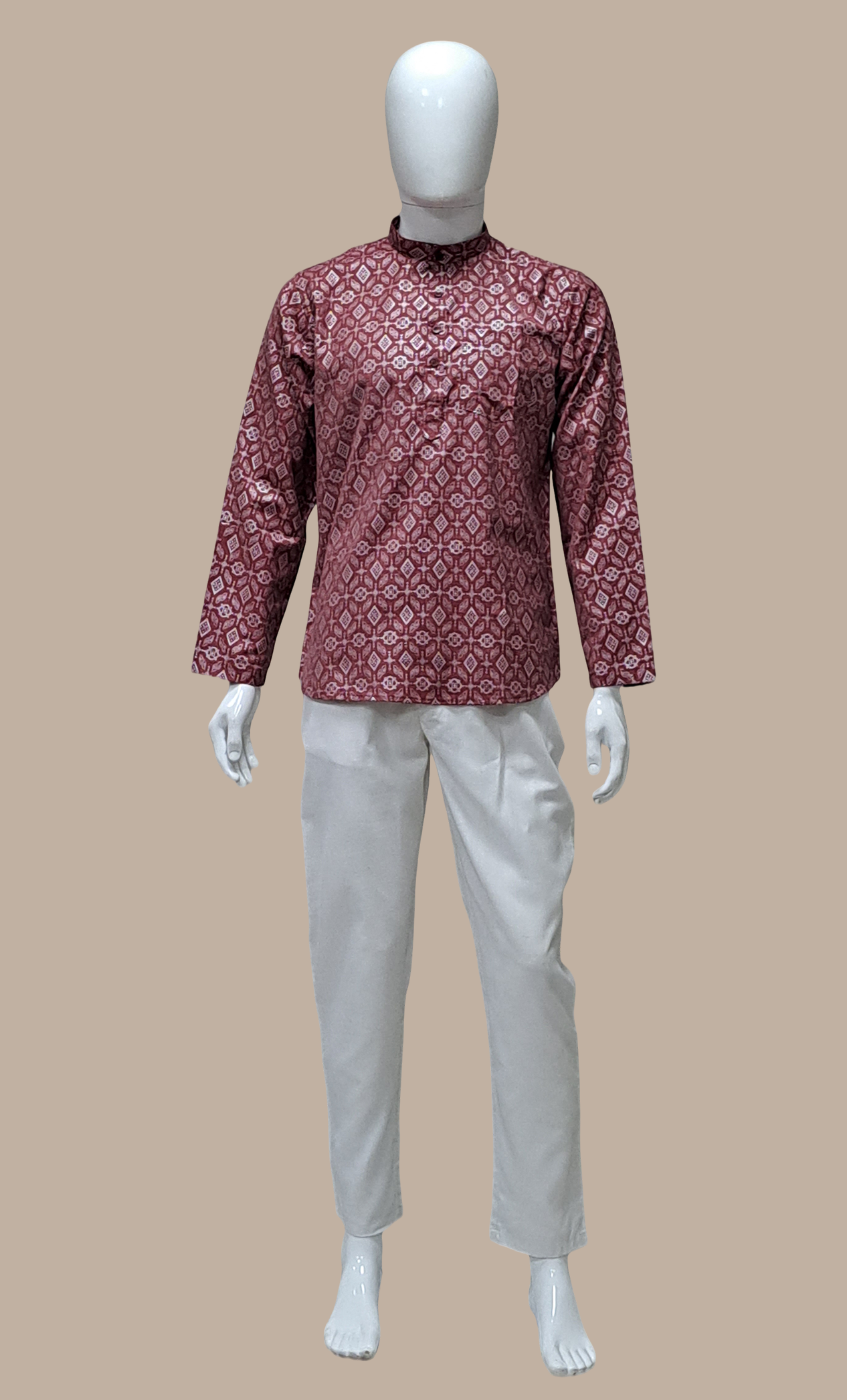 Maroon Printed Kurta Top