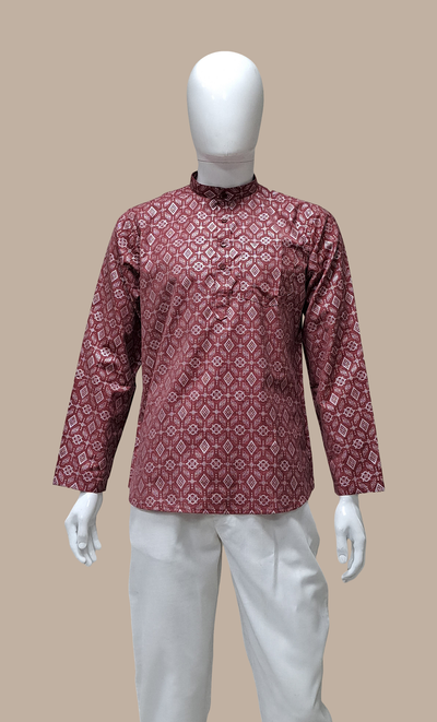 Maroon Printed Kurta Top