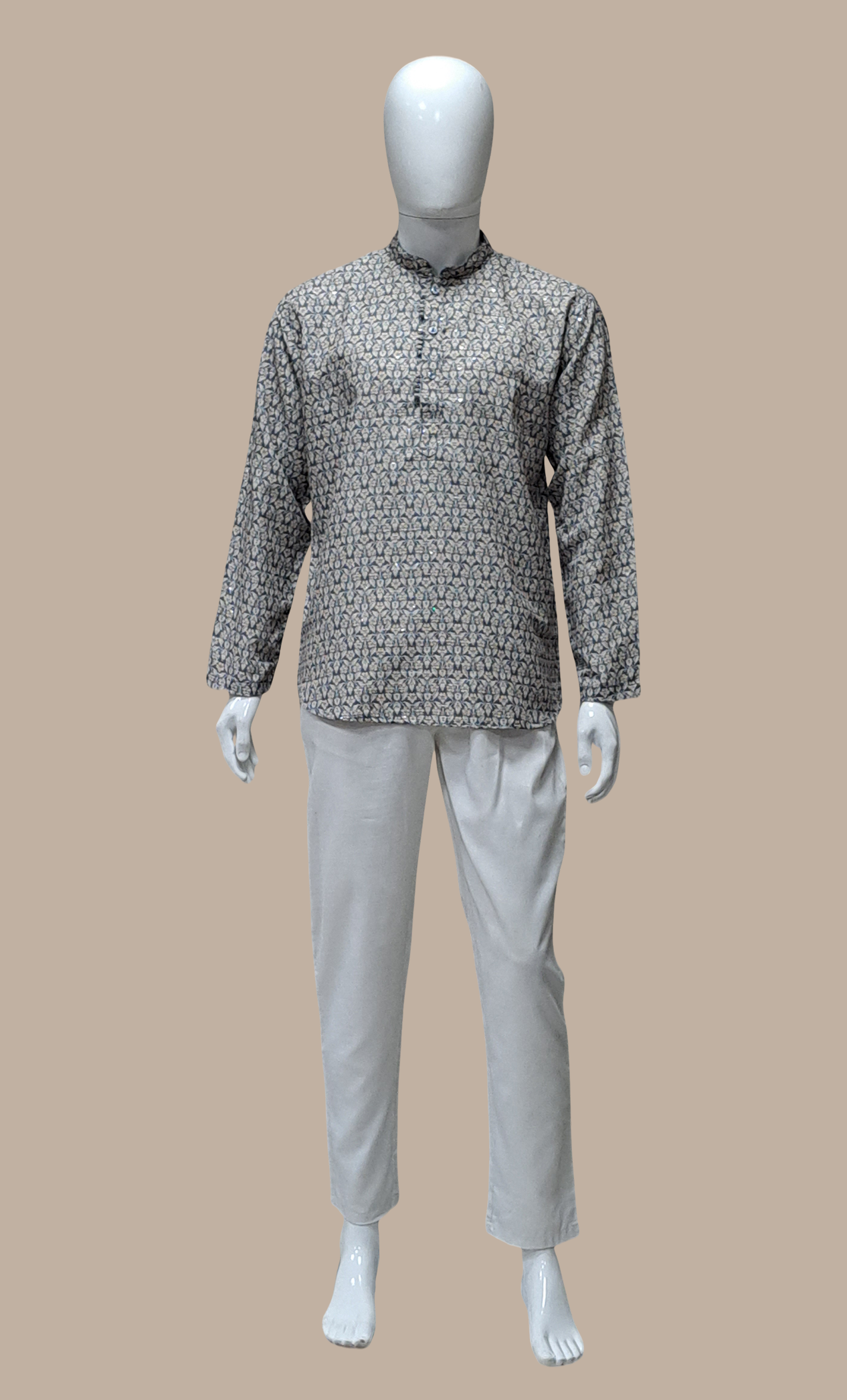 Grey Printed Kurta Top