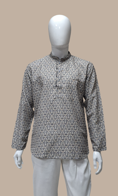 Grey Printed Kurta Top