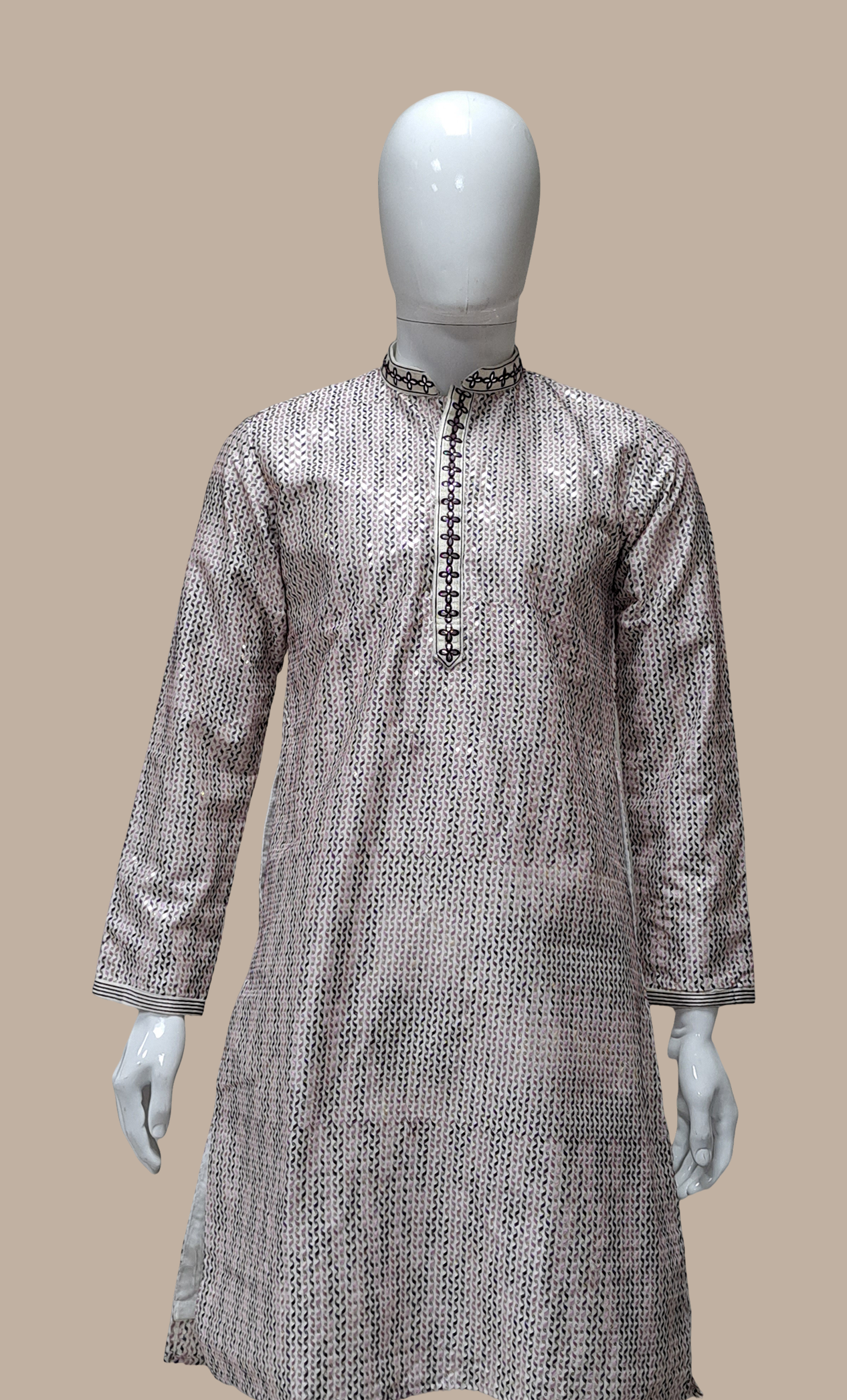 Off White Embroidered Kurta Set