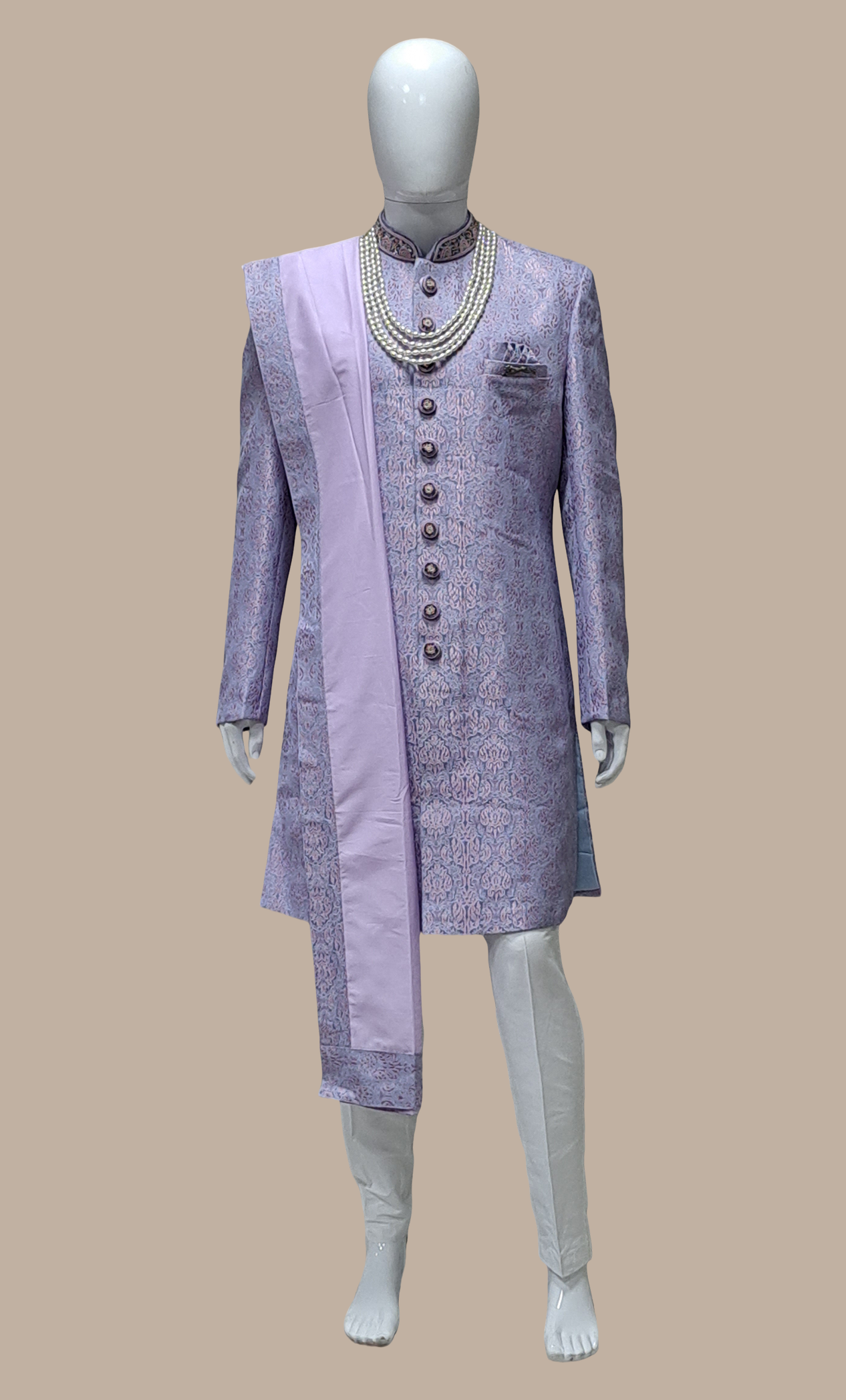 Mens Lavender Sherwani Set