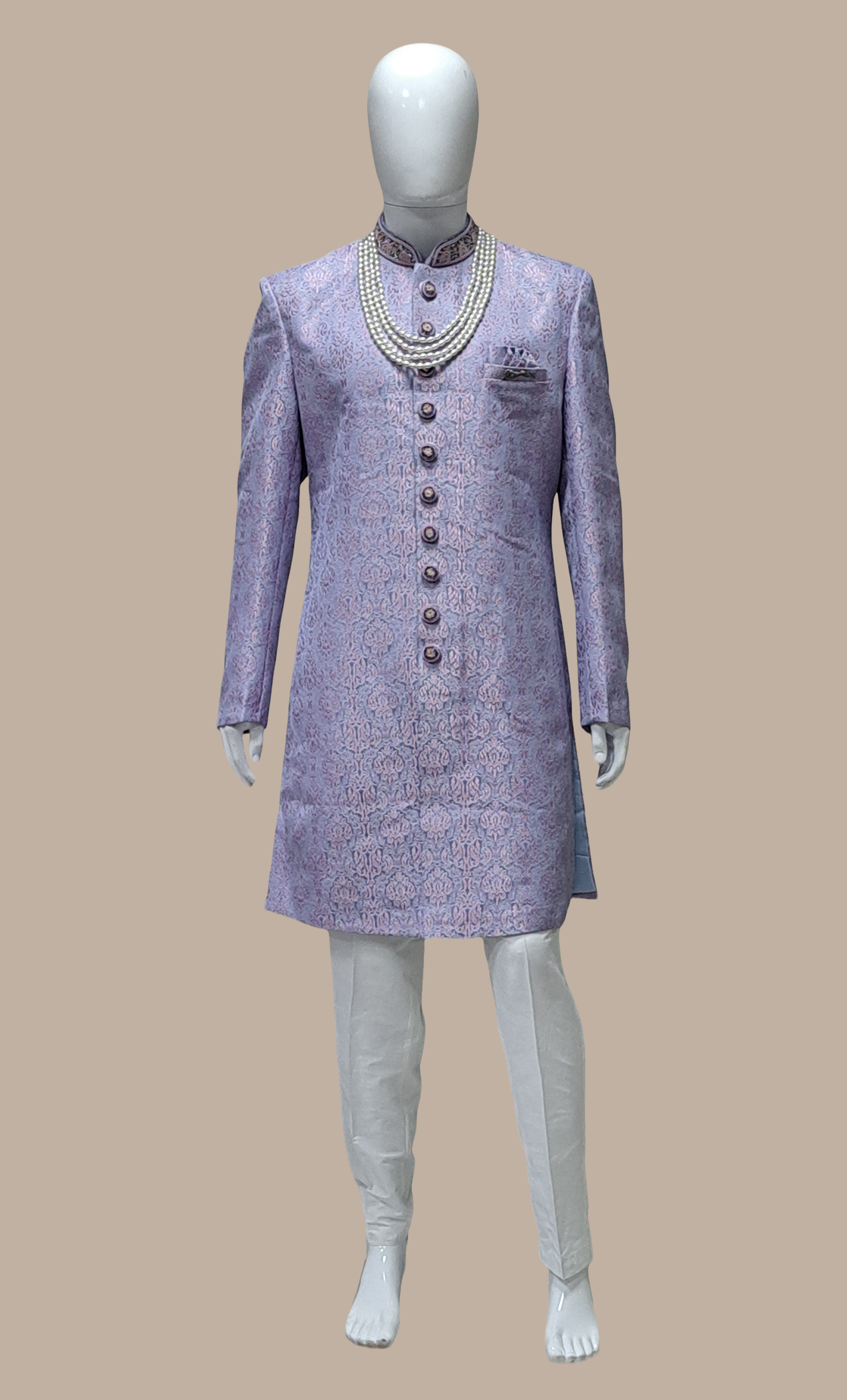 Mens Lavender Sherwani Set