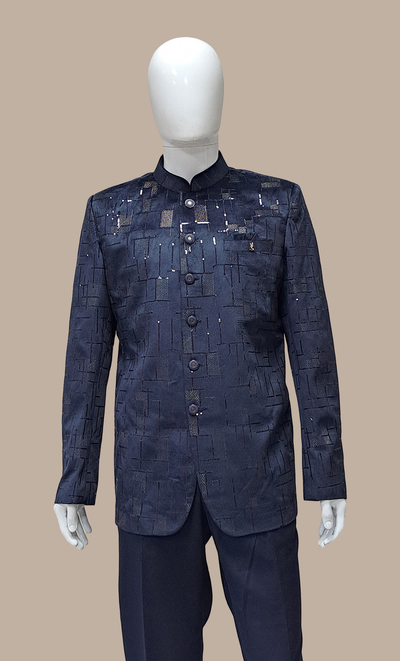 Mens Midnight Blue Jodhpuri Set