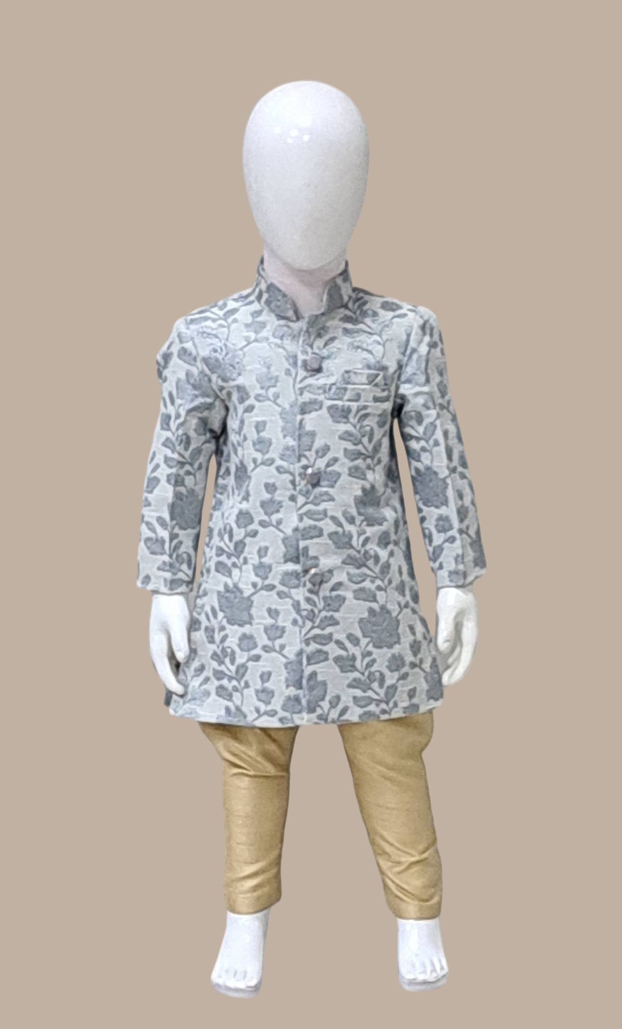 Soft Grey Embroidered Kurta Set