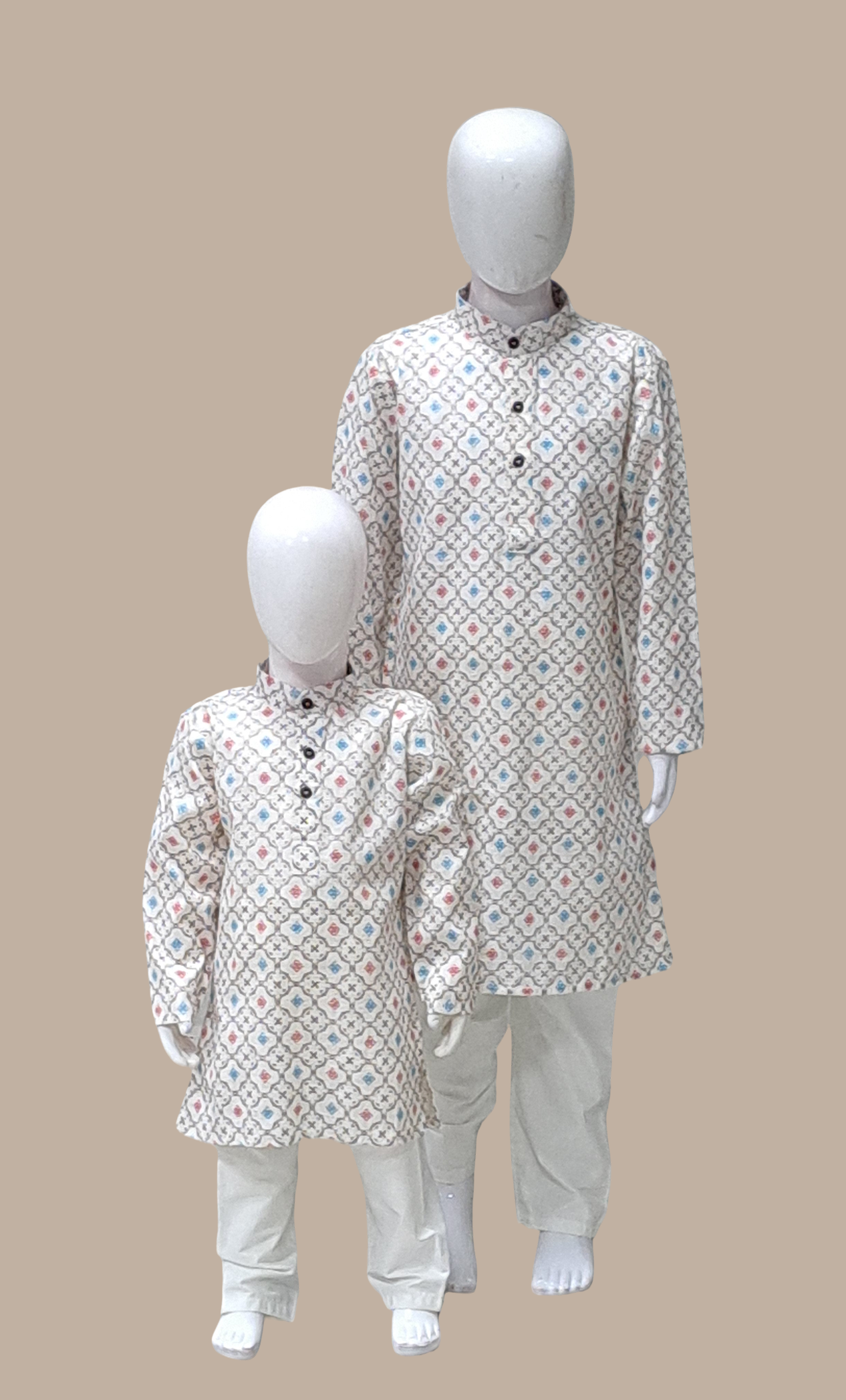 Light Cream Printed Kurta Set