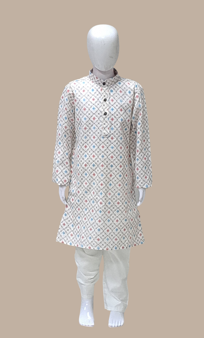 Light Cream Printed Kurta Set