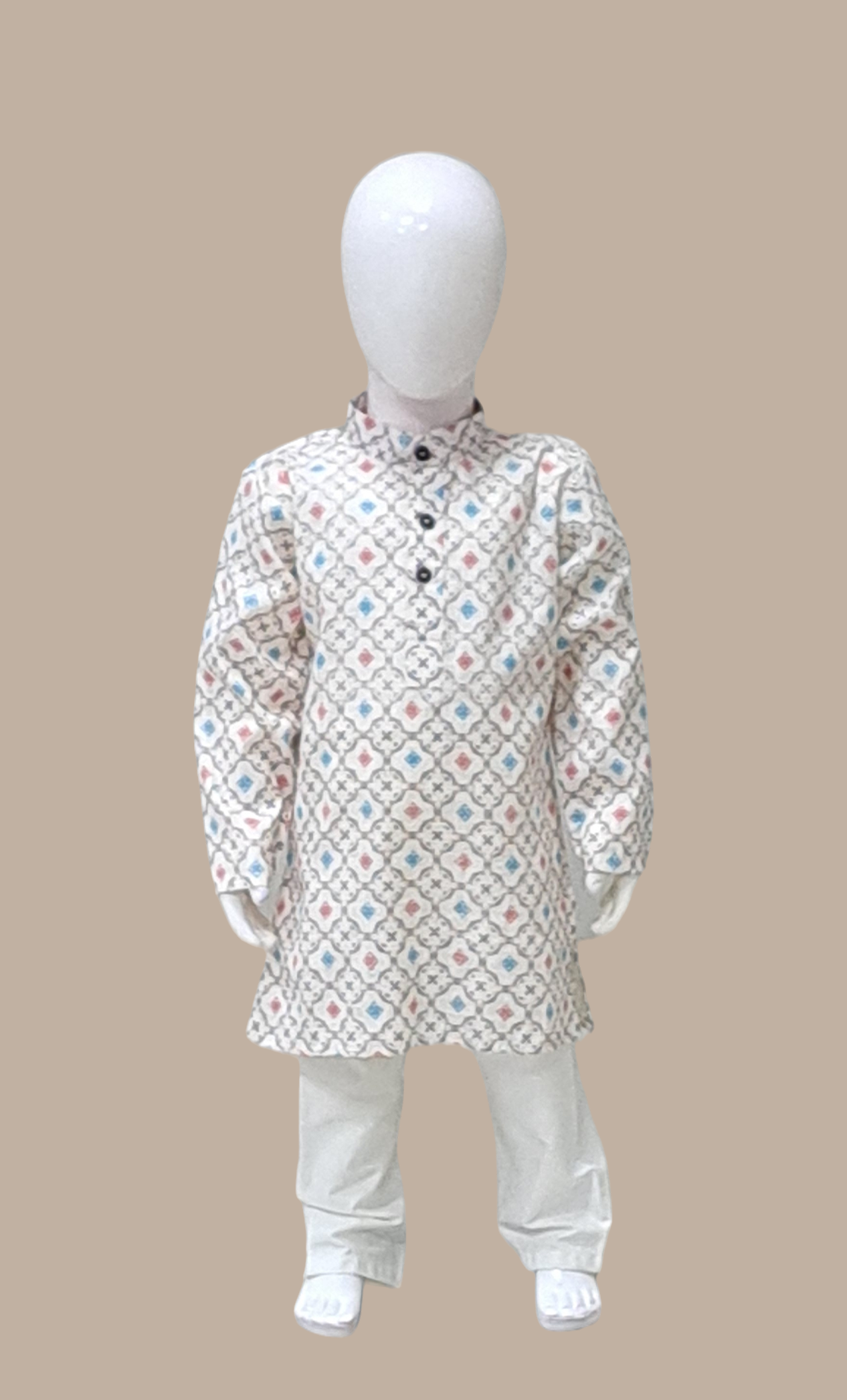 Light Cream Printed Kurta Set