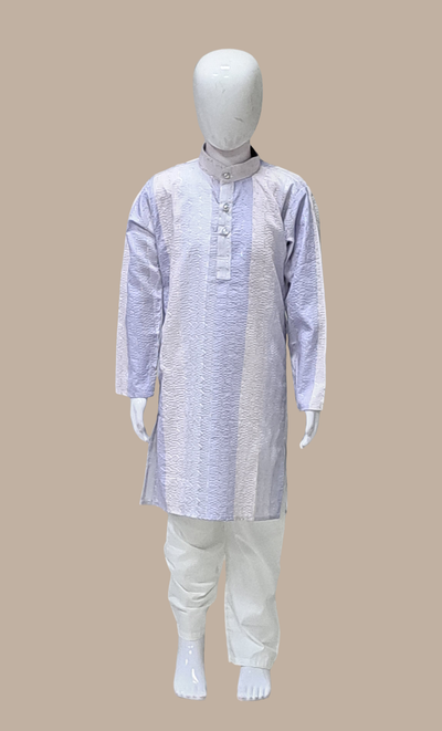 Soft Grey Embroidered Kurta Set