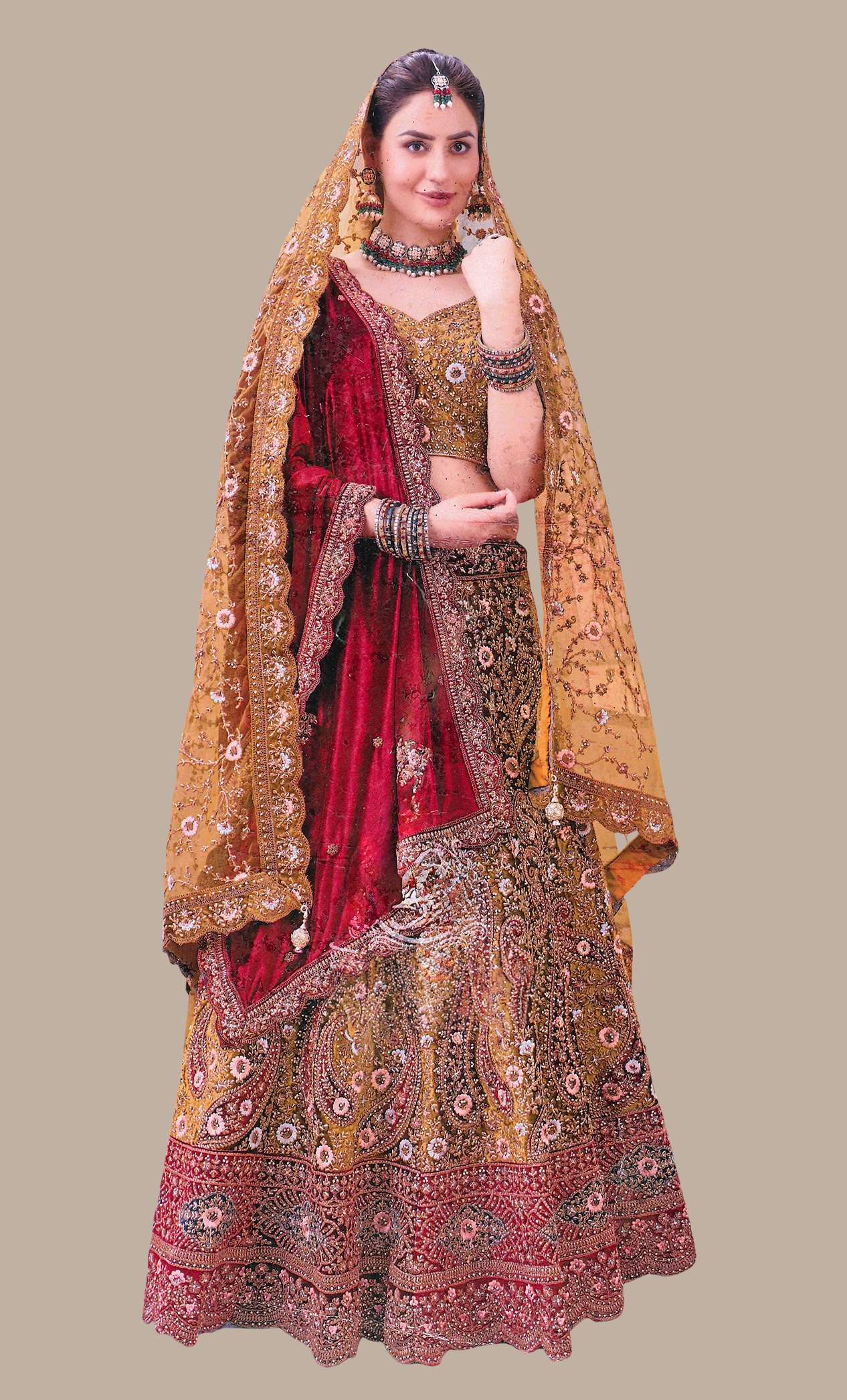 Deep Mustard Embroidered Choli Set