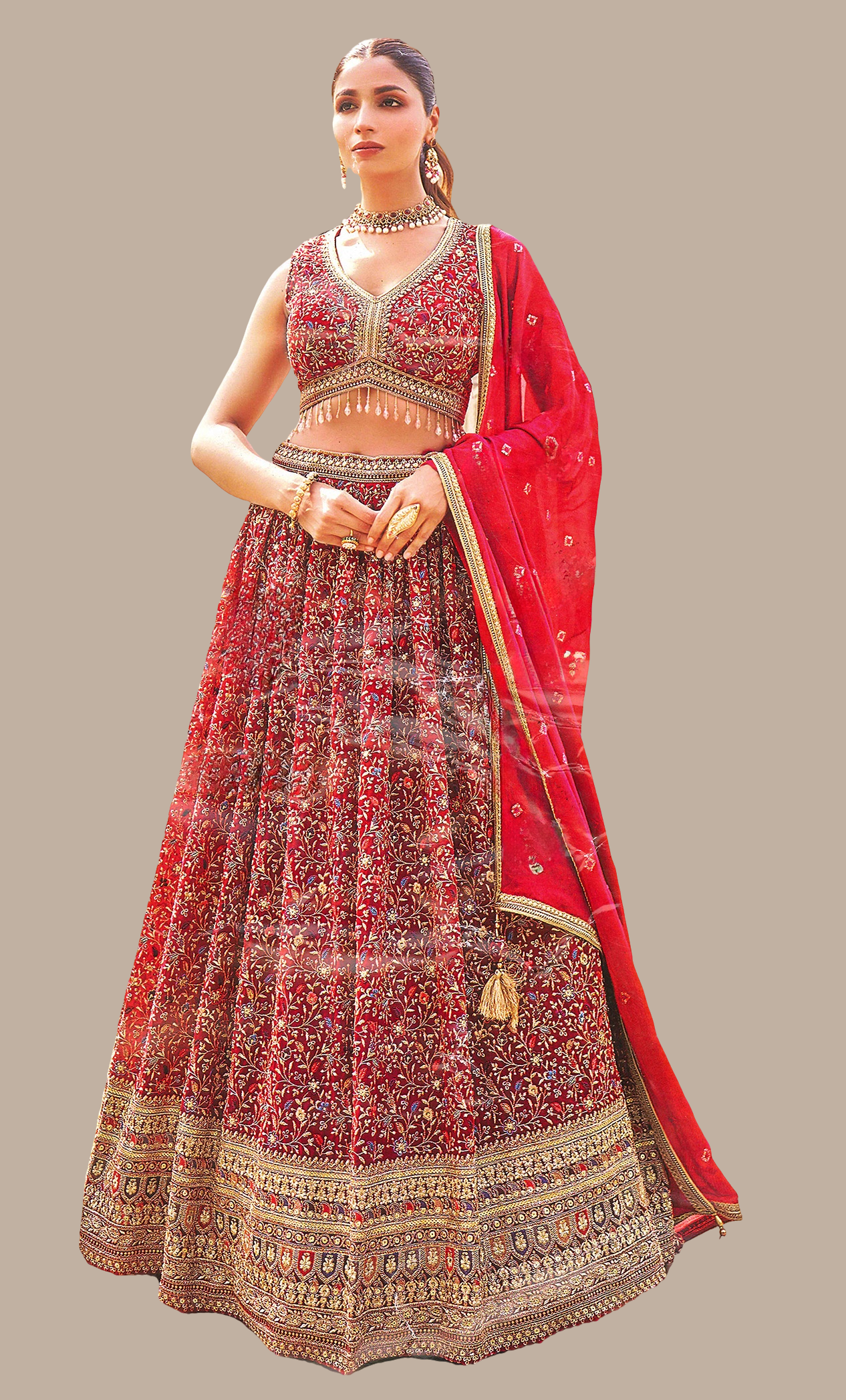 Deep Magenta Embroidered Choli Set